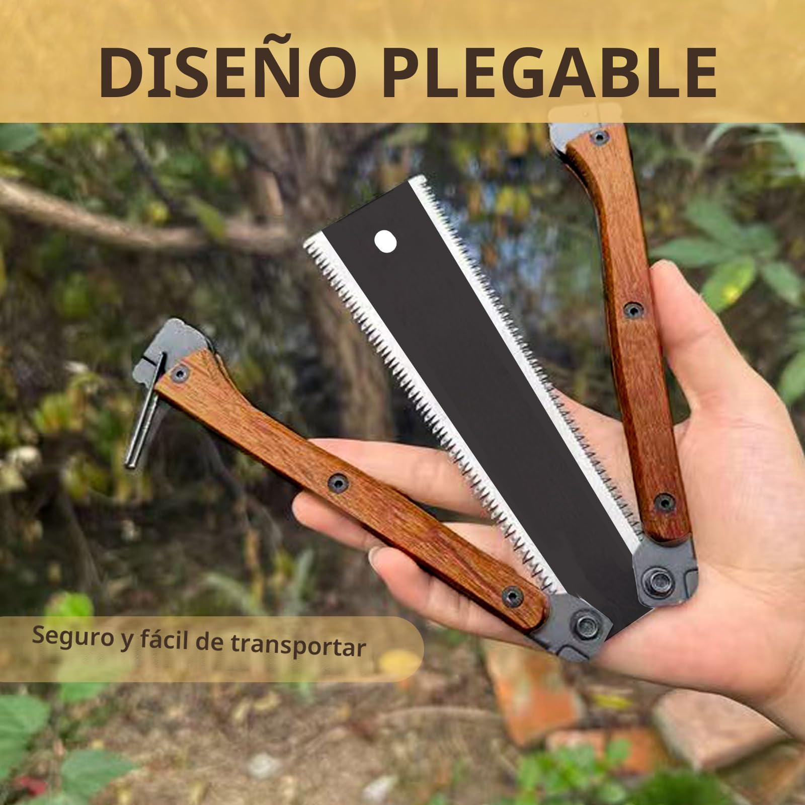 HAISHANG Sierra de Mano Japonesa Plegable de 16 cm con Hoja SK5 de Doble Filo 13/14 TPI, Dientes de Corte en Tres Caras, Sierra Portátil para Carpintería y Bricolaje