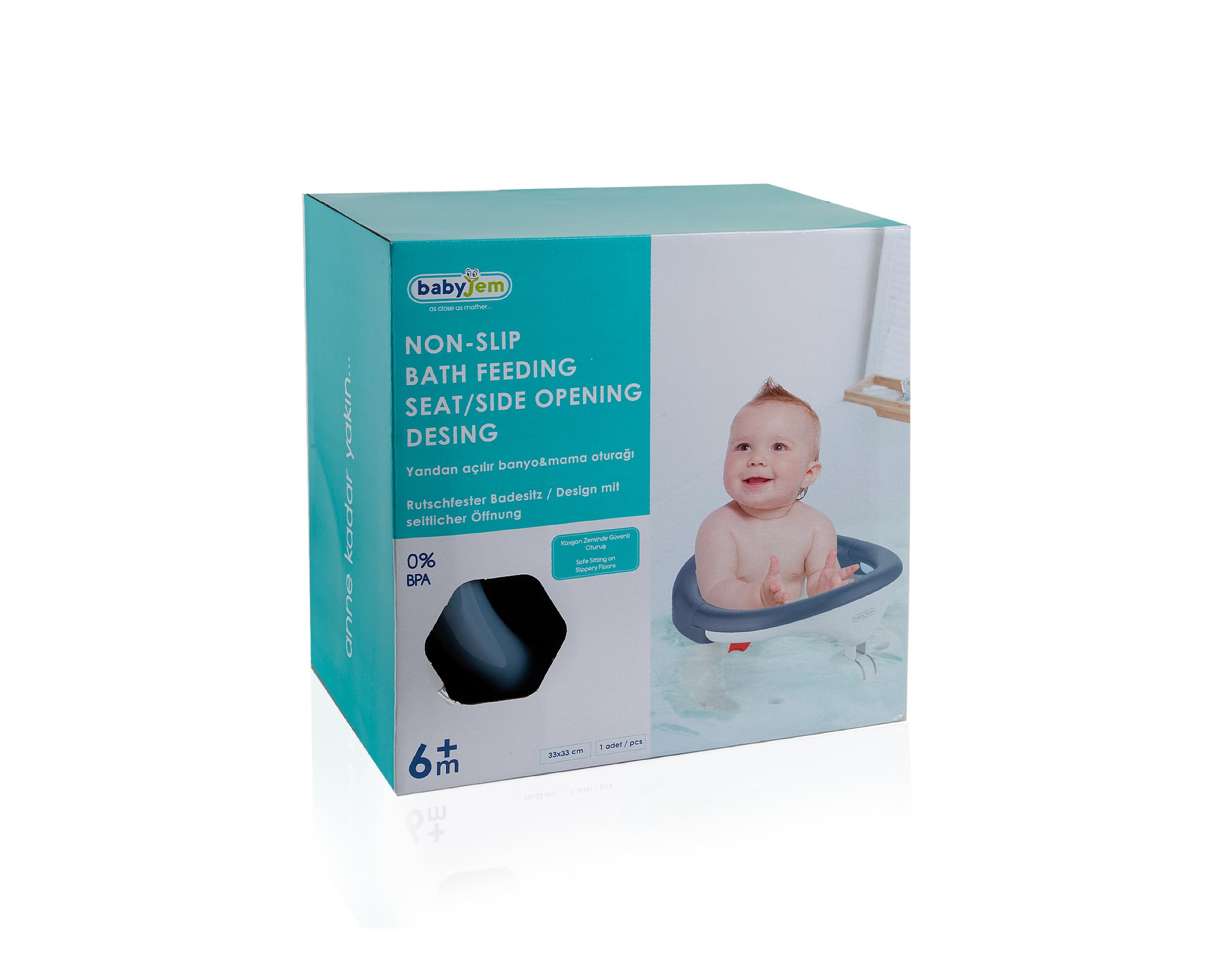 Babyjem Baby Badesitz Badewannesitz Babywanne Sitz, Indigo, ab 6 Monaten, BPA-frei, mit Saugnäpfen, Kunststoff