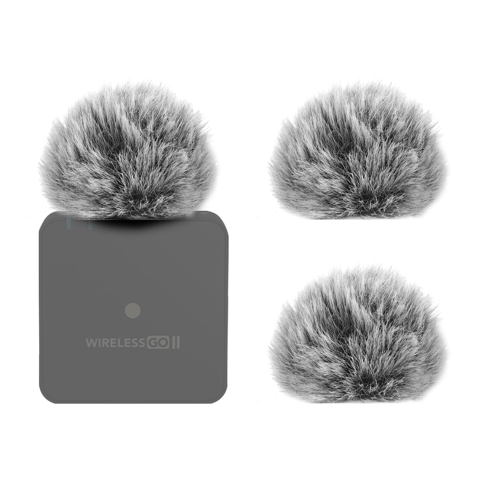 Geekria for Creators Furry Windscreen Compatible with RODE Wireless GO II Mic DeadCat Wind Cover Muff, Fluff Cover Windshield, Wind Noise Reduction (Grey / 3 Pack)