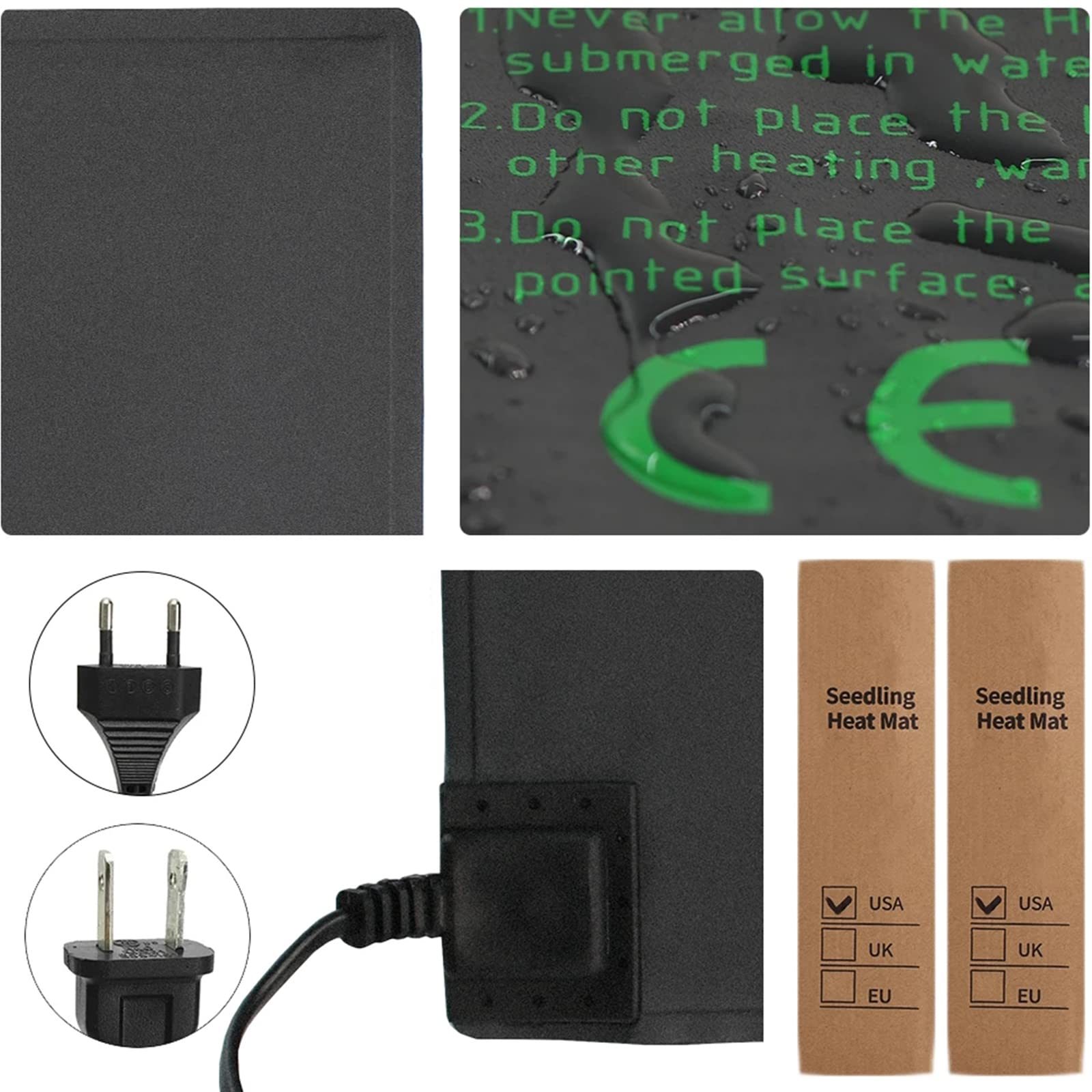 Mata grzewcza do sadzonek, mata grzewcza do roślin, podgrzewany propagator Wodoodporna podkładka grzewcza do sadzonek do terrarium roślin domowych Gad Płazy Szklarnia i kiełkowanie 20 "X10", 2 paczk