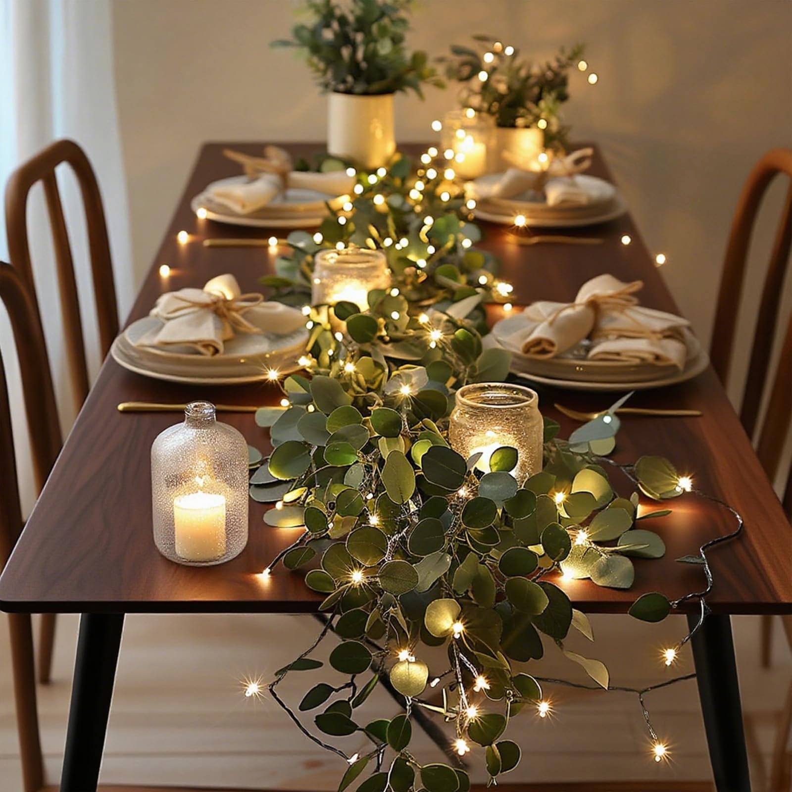 Twinkling Tree Fairy Light Olive Vine, Fairy Light Olive Vine Garland With Warm White Led, Artificial Greenery With Lights For Bedroom, Living, Wedding, Home Decor (#A)