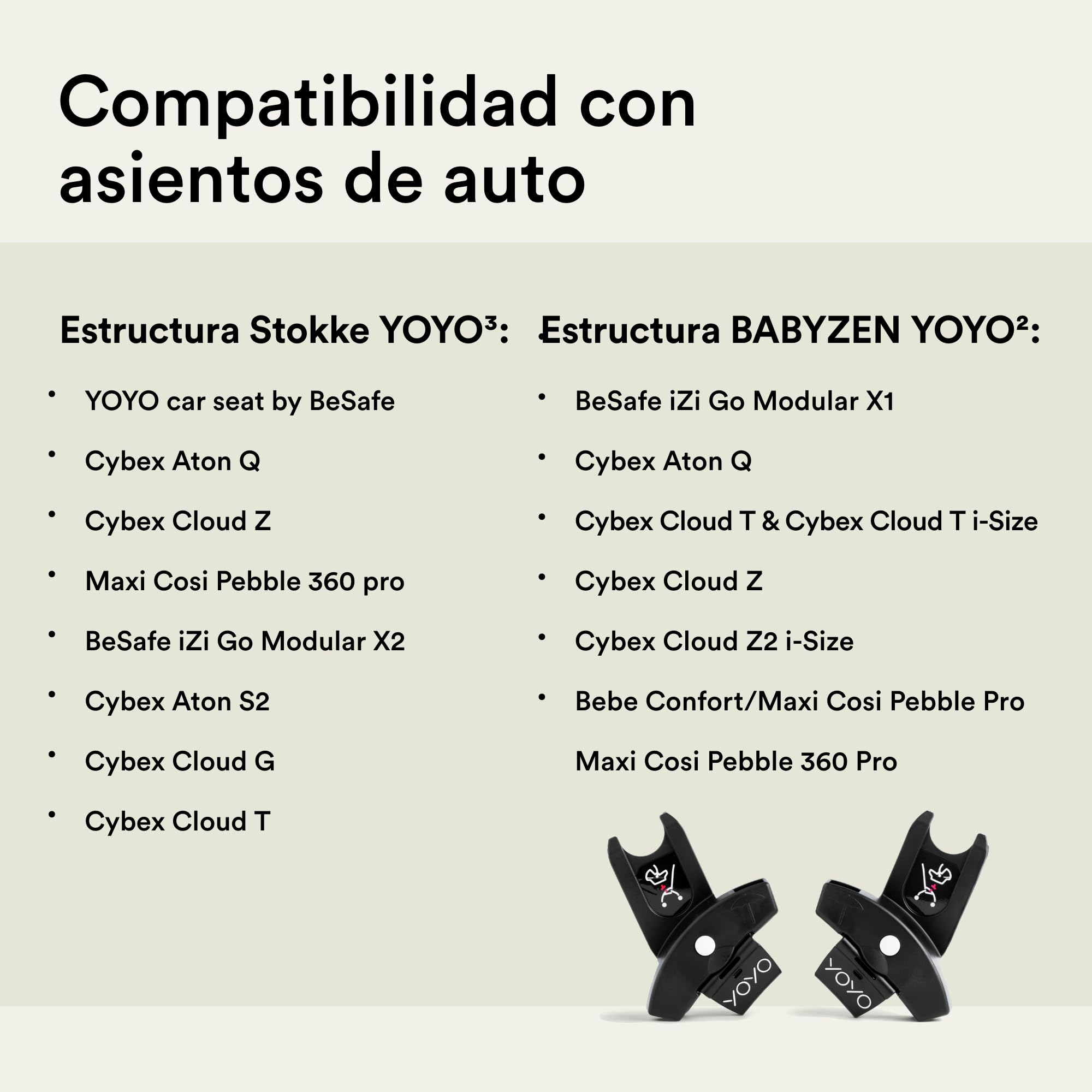Adaptadores para asiento de auto para Stokke YOYO - Talla M - Para Usar con el Cochecito YOYO y Asientos de Auto Compatibles