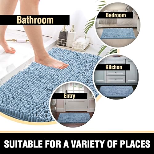 Miniatura 86 de Alfombras de baño Tapetes para baño antideslizante de chenilla de lujo alfombra de baño alfombra extra suave y absorbente Tapetes peludos lavables