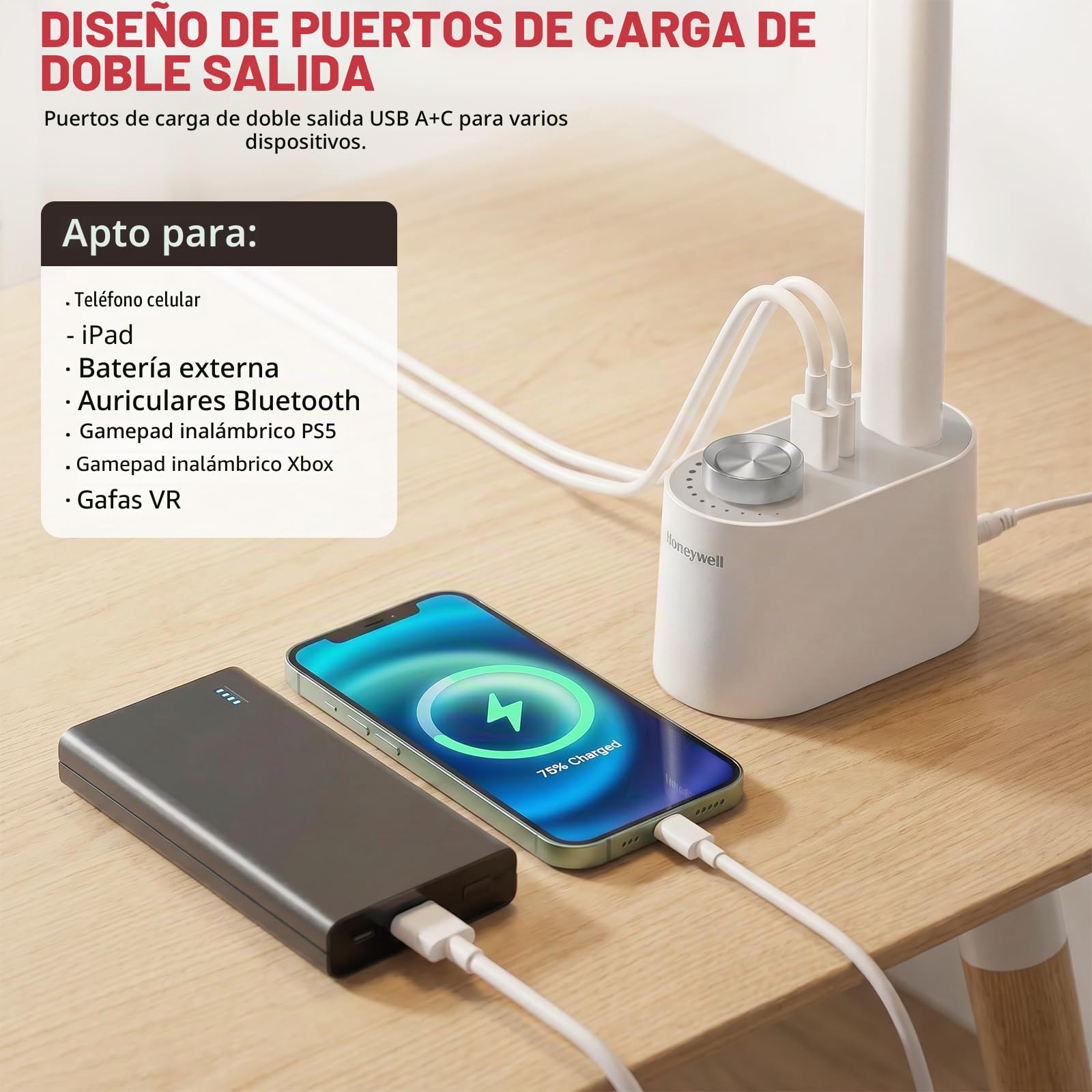 Honeywell Lámpara de Escritorio,Lámparas de Escritorio Blancas para Oficina