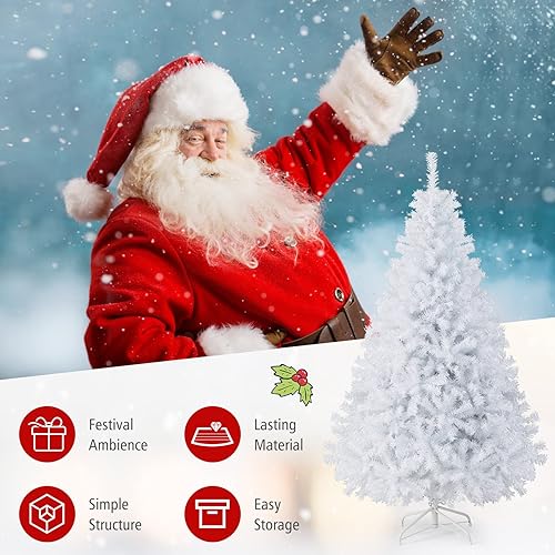 Miniatura 20 de Goplus Árbol de Navidad negro sin luz de 7.5 pies, árbol de Halloween artificial con 1258 puntas de rama, soporte de metal, árbol completo