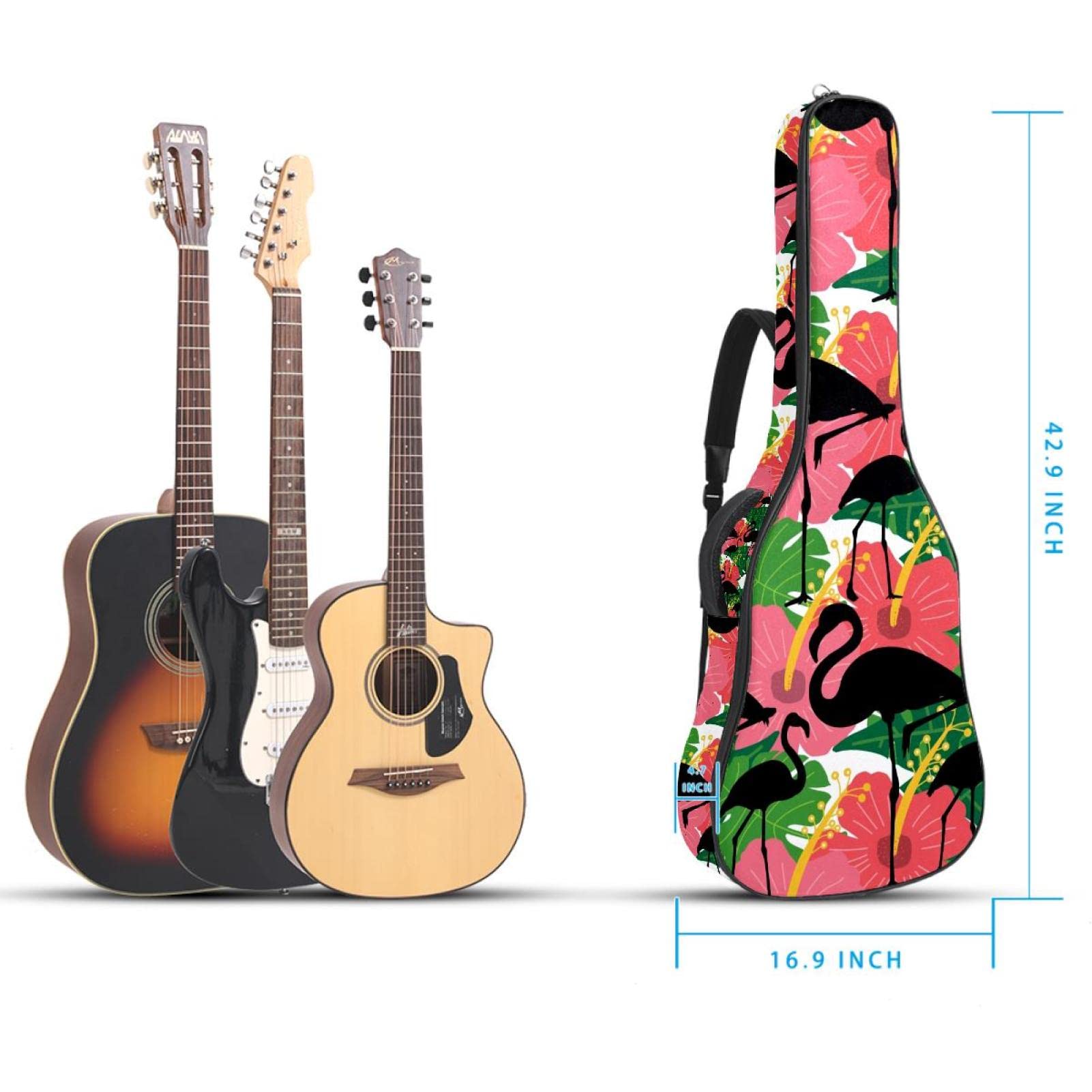 Torba na gitarę akustyczną wodoodporna gitara plecak gruby miękki wyściełany zwierzę sowa klasyczna gitara obudowa, kolor2, 42.9x16.9x4.7 in, Organizer do torby