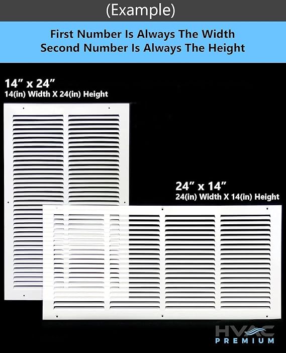 24w X 12h Steel Return Air Grilles - Sidewall and Cieling - HVAC Duct Cover - White [Outer Dimensions: 25.75w X 13.75h]