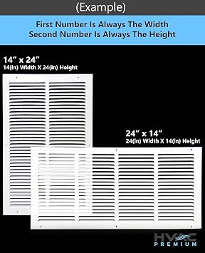 24w X 12h Steel Return Air Grilles - Sidewall and Cieling - HVAC Duct Cover - White [Outer Dimensions: 25.75w X 13.75h]