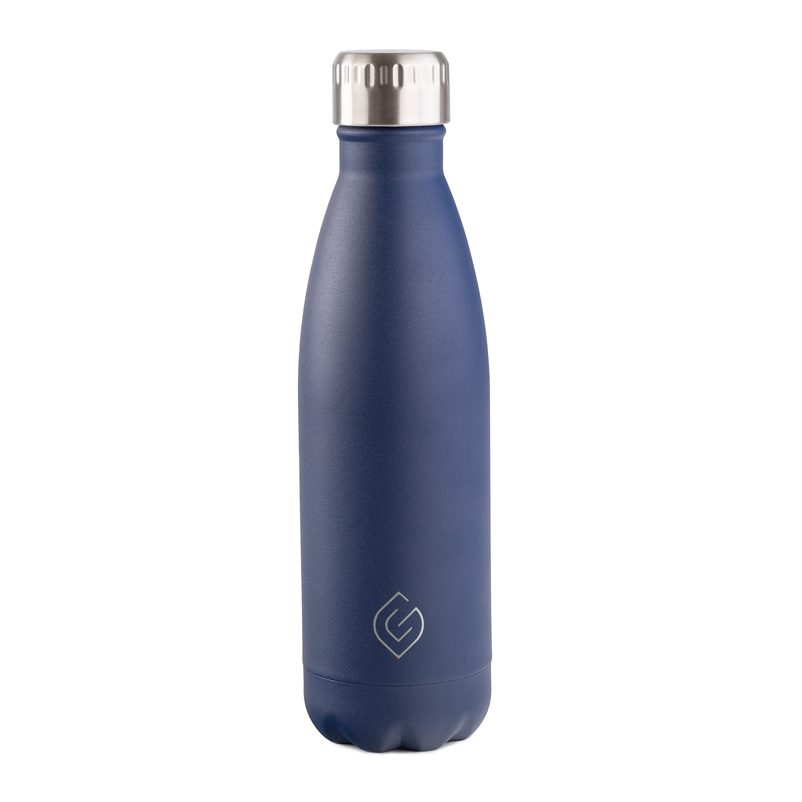 Greenfield Collection Navy Blue 500Ml Water Bottle; Bpa Free Double Walled Stainless Steel Vacuum Insulated Water Bottles - 12 Hours Temp Controlled - Leakproof Sports Flask Great For Work, Gym, Travel - Navy