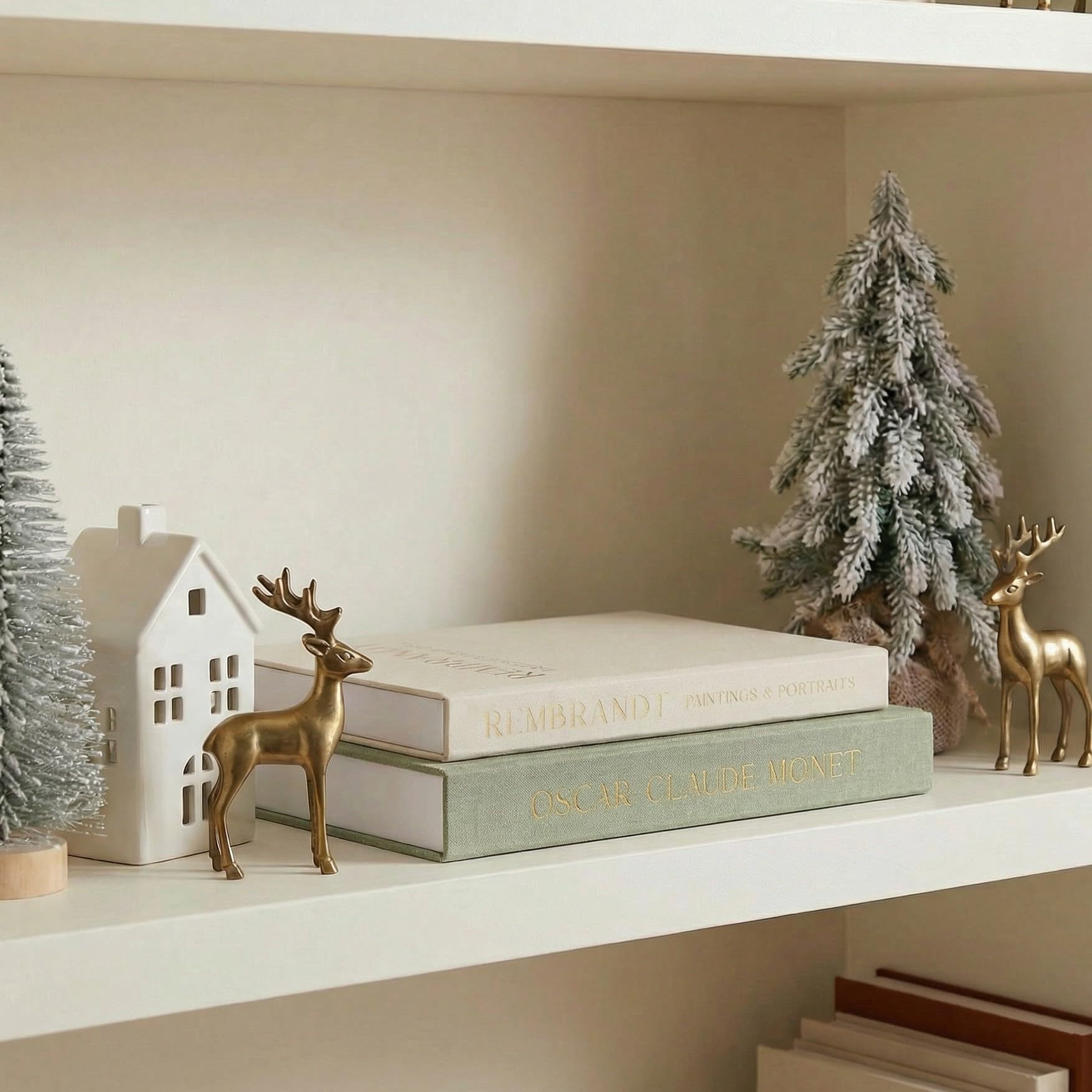 Beautiful Decorative Books - Set of 2 Linen Boxes Enhance Your Coffee Table, Bookshelf or Mantel Decor - Aesthetic Fake/Faux Books for Modern Home Decoration, Photo Storage and as a Keepsake Box