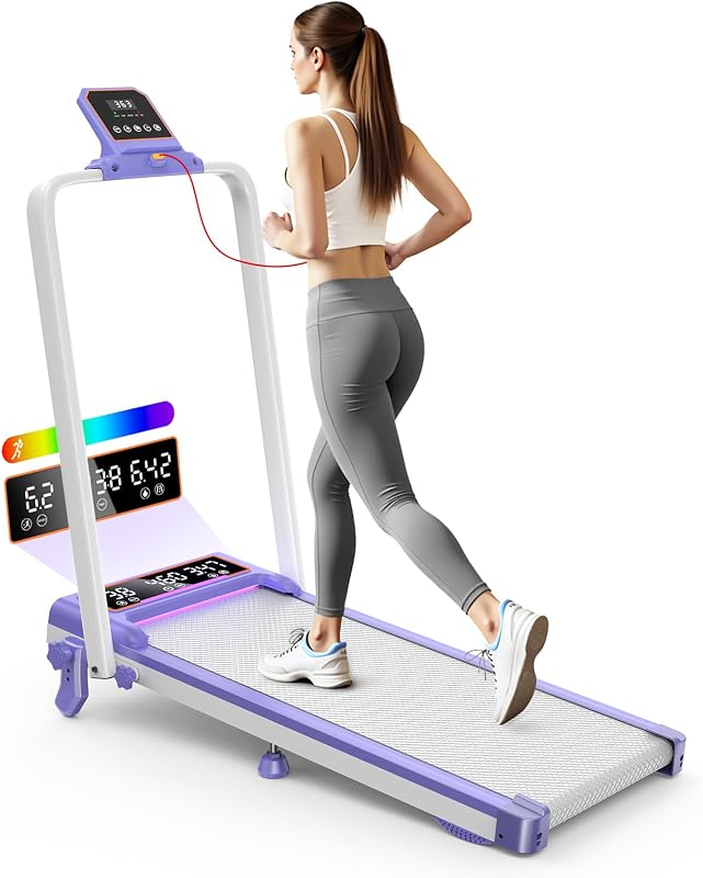 Walking Pad Treadmill with 15% Incline/RGB Light/Dual Screen Display, 3.5HP Treadmills for Home, Portable Walking Pad with Handle Bar and 4 Adjustable Incline, 350lbs Capacity, Smart App
