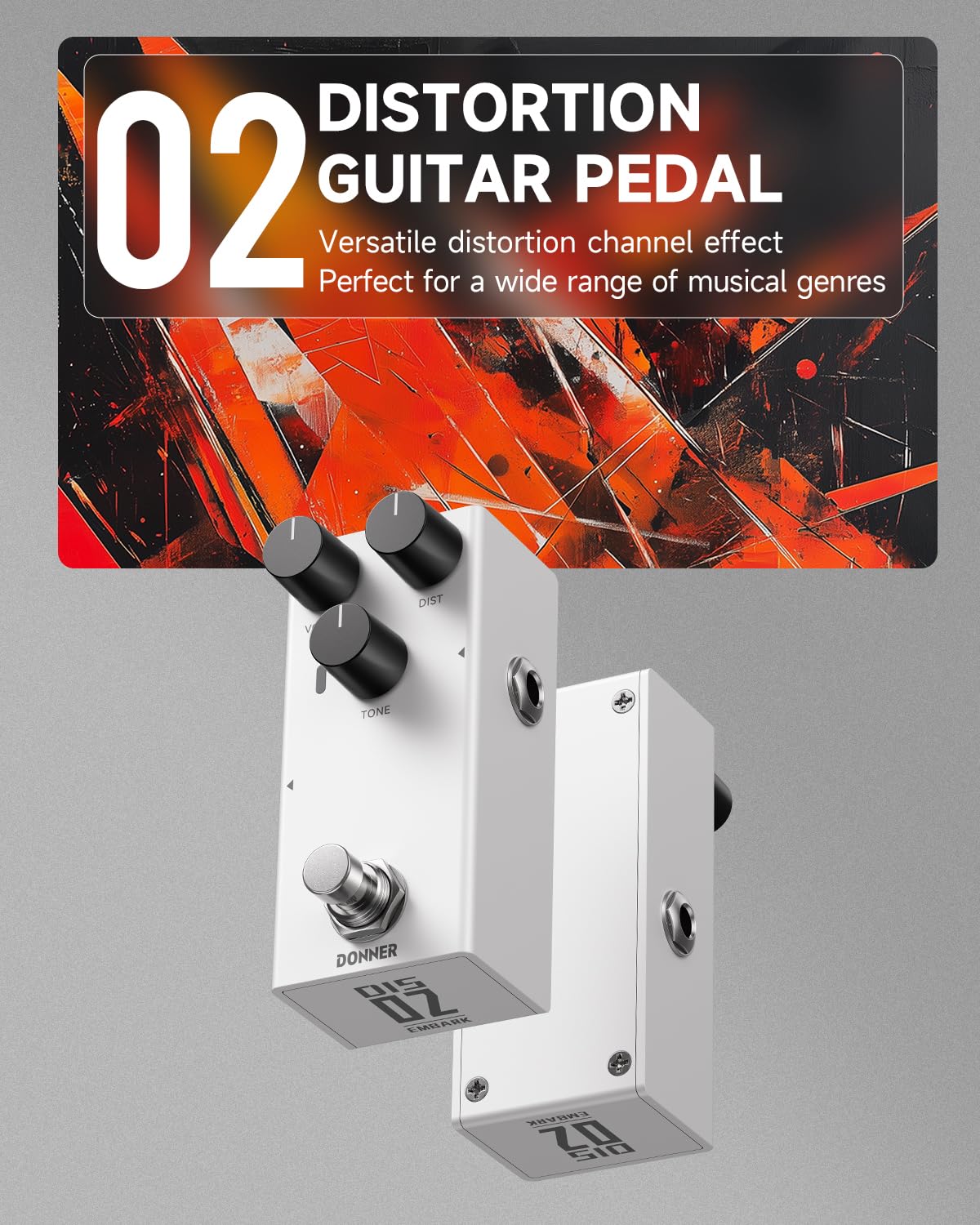 Donner EMBARK 02 - Pedal de guitarra de distorsión, carcasa personalizable, diseño sólido y duradero, efecto de distorsión clásico y pesado