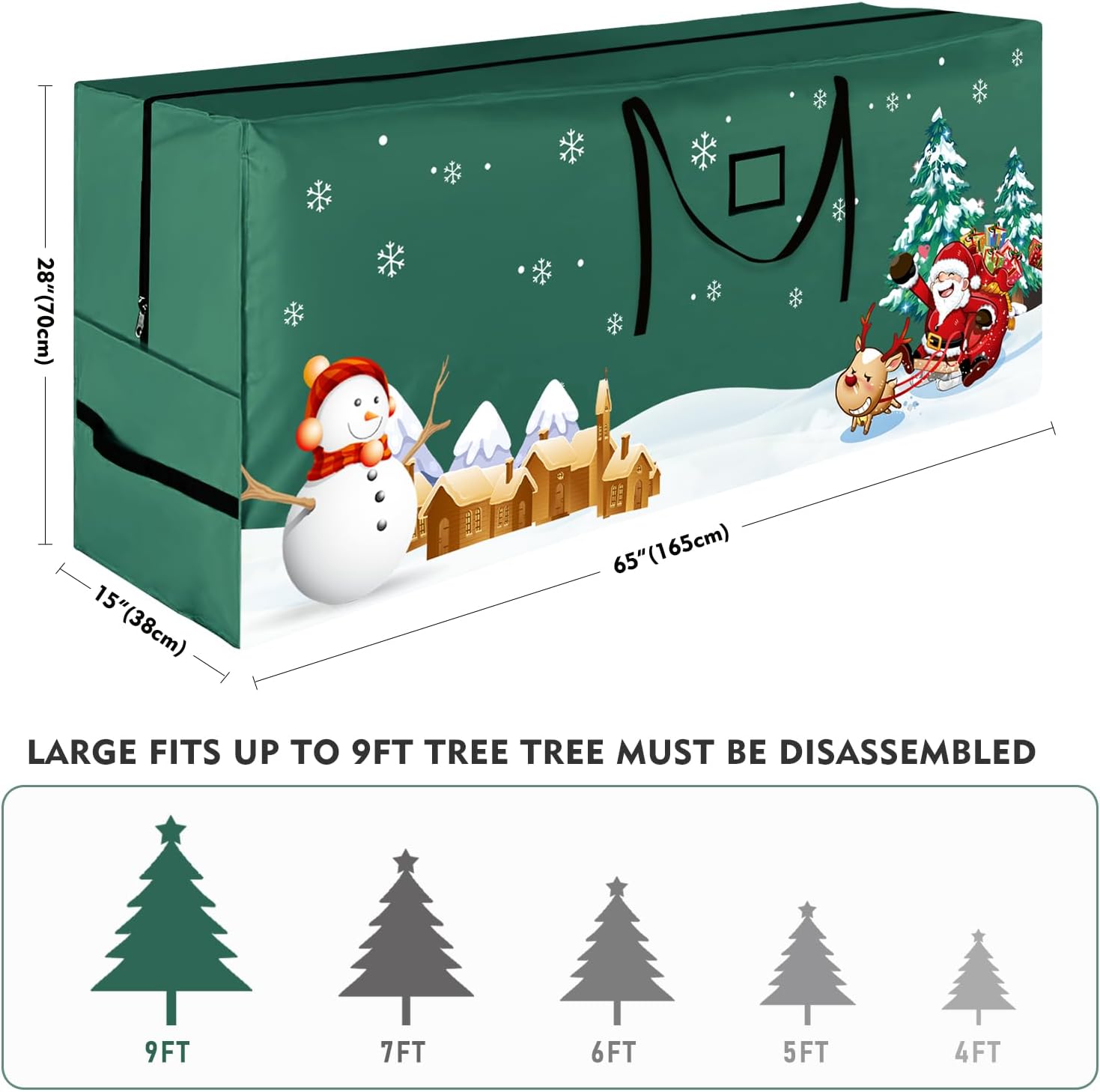 Christmas Tree Storage Bag - Fits Up 9 Ft Tall Artificial Trees, Durable 600D Oxford Green