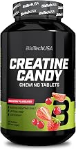 BioTechUSA Creatine Candy Fruity Chewable Tablets with 3 g Micronised Creatine Monohydrate per Day Booster for Muscle Strength and Performance Vegan, 240 Tablets, Red Berries