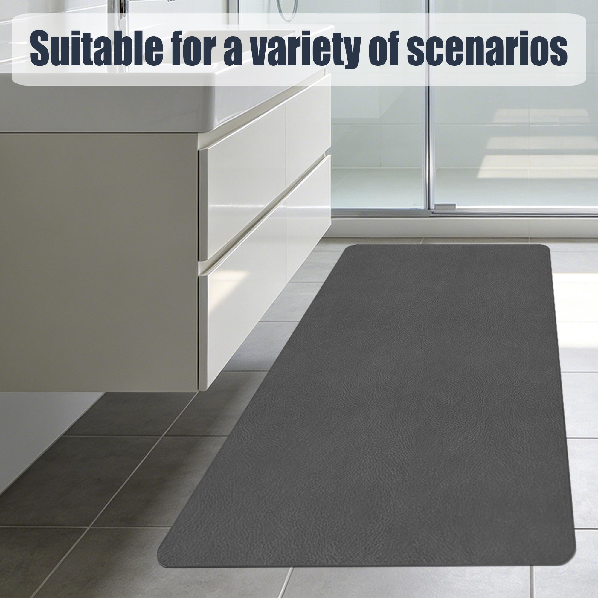 Alfombra Diatomita Baño 105 x 105 cm Rápido Secado Alfombrilla de Baño de Piedra de Diatomita Antideslizante y Antihumedad para Bañera, Ducha, Cuarto de y Cocina, Gris Oscuro