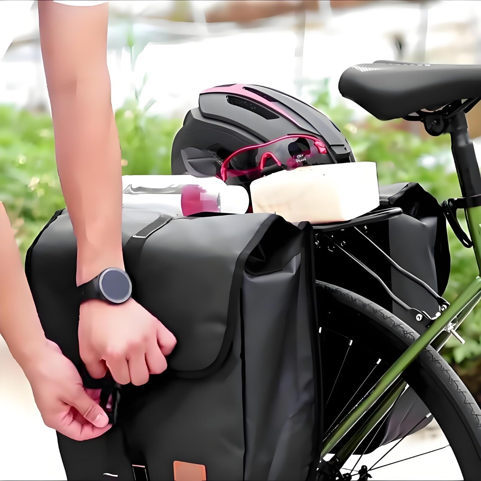 Fahrradgepäckträgertasche, 20L wasserdichte 600D Fahrradträgertasche mit Schnellverschluss, PVC-beschichtete Hinterradtaschen für Fahrrad Pendeln/Touring (keine Werkzeuginstallation)