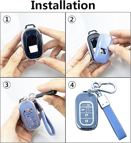 Miniatura 7 de Funda para llavero compatible con Honda Civic Accord CR-V HR-V Pilot 2022 2023, accesorios para llaves, Blanco