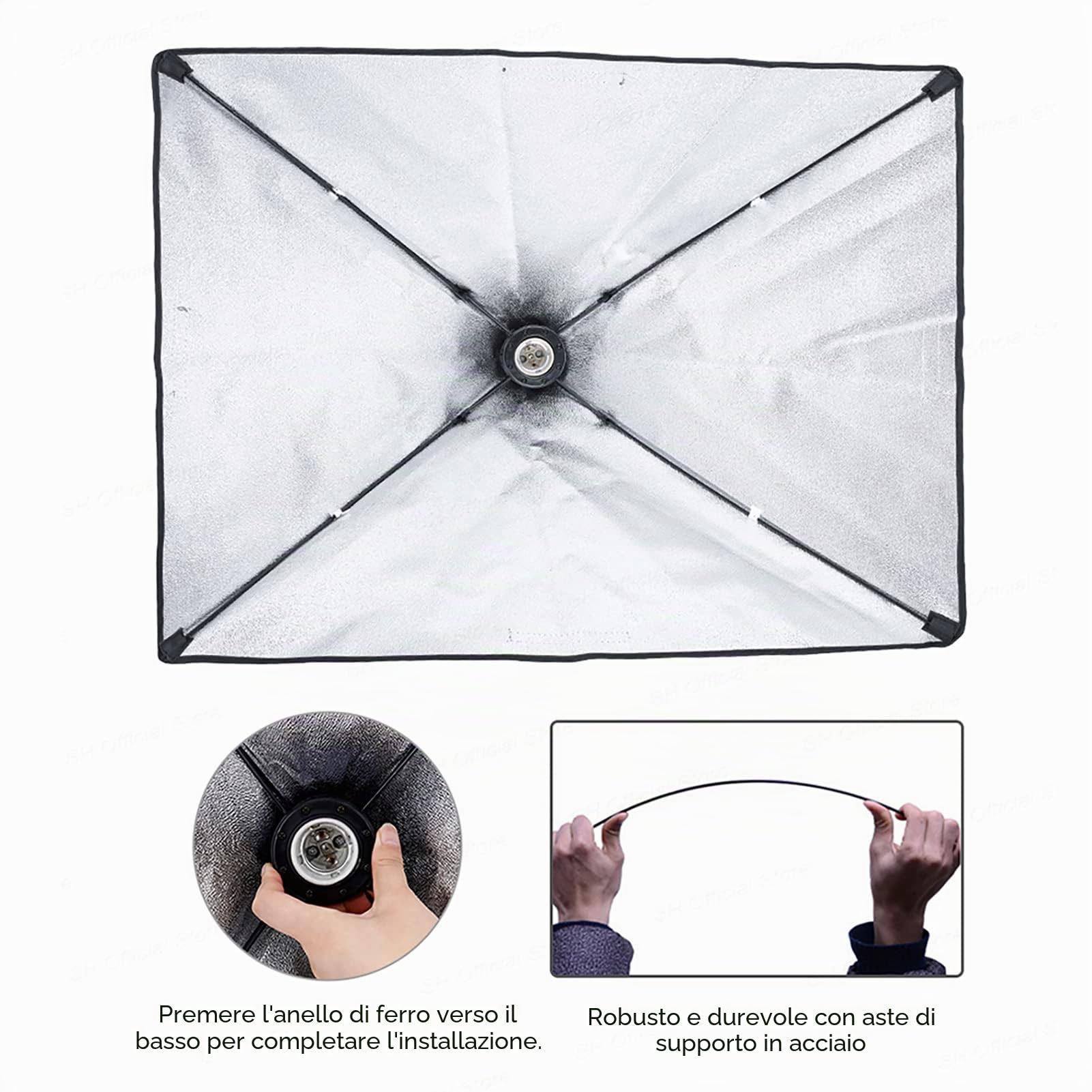 Set Softbox per studio fotografico, Andoer, 3 x 50 x 70 cm, Softbox con 3 lampade fotografiche da 135 W, treppiedi per luce da 2 m, braccio braccio per YouTube, Tiktok, riprese video, ritratti,