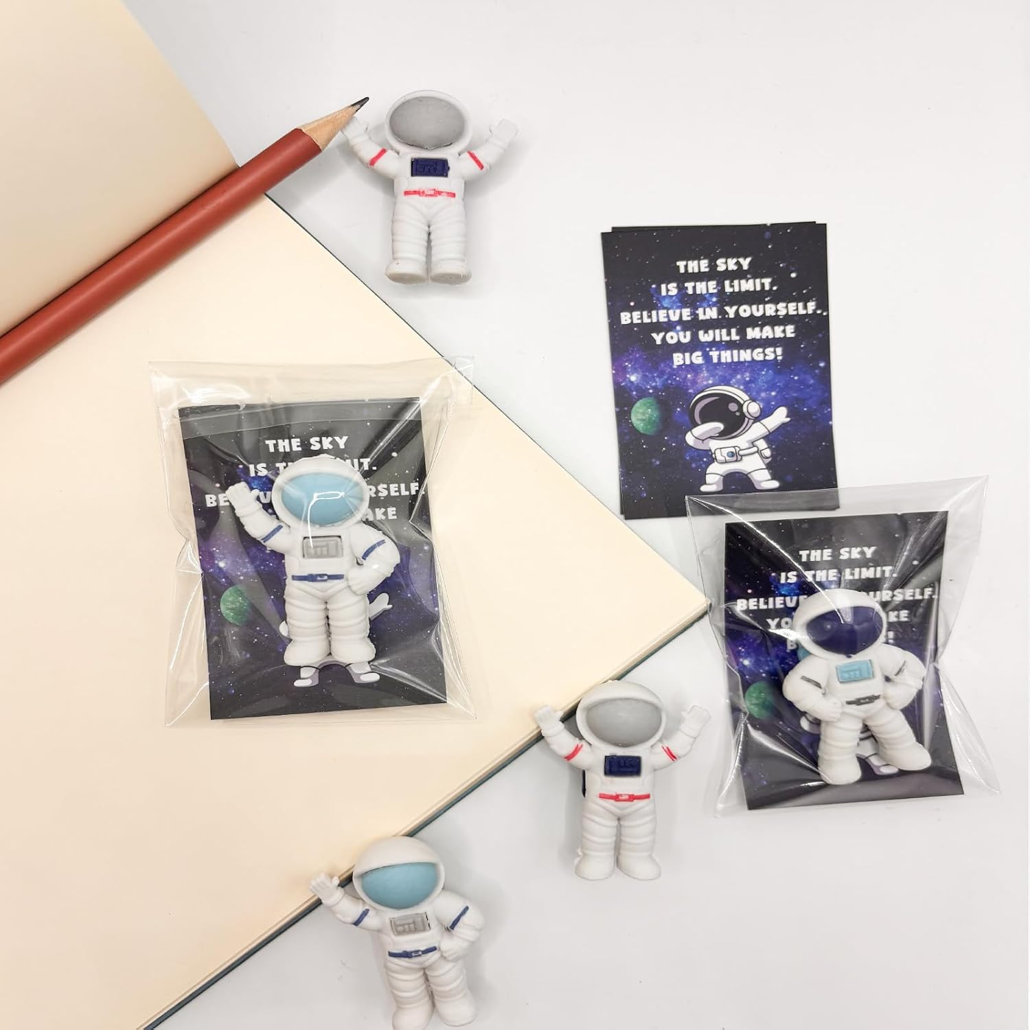 48 Sets Space Party Favors for Kids, Astronaut Erasers with Gift Tags, Outer Space Birthday Party Favors, Classroom Prizes for Students