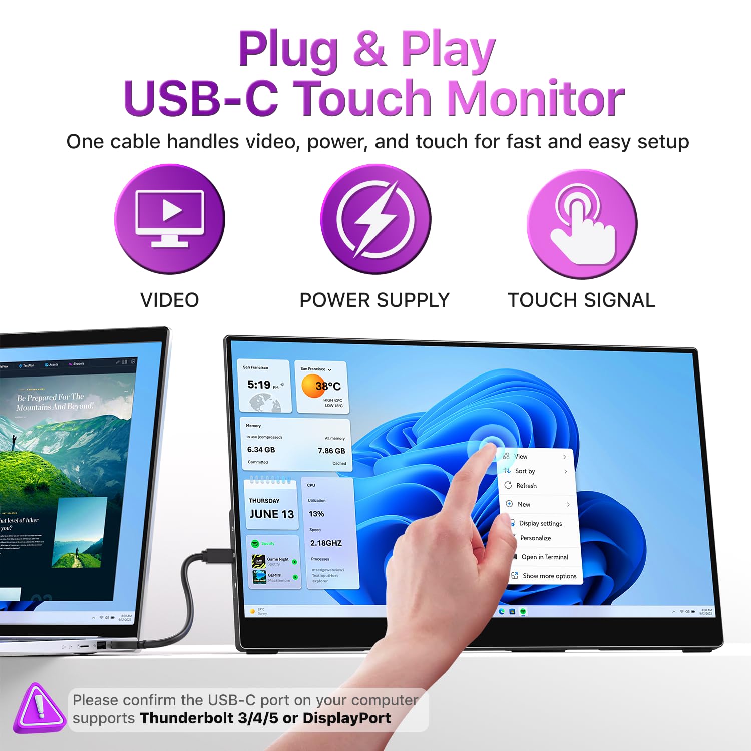Amazon.com: cocopar Portable Monitor Touchscreen 15.6 Inch 1080P