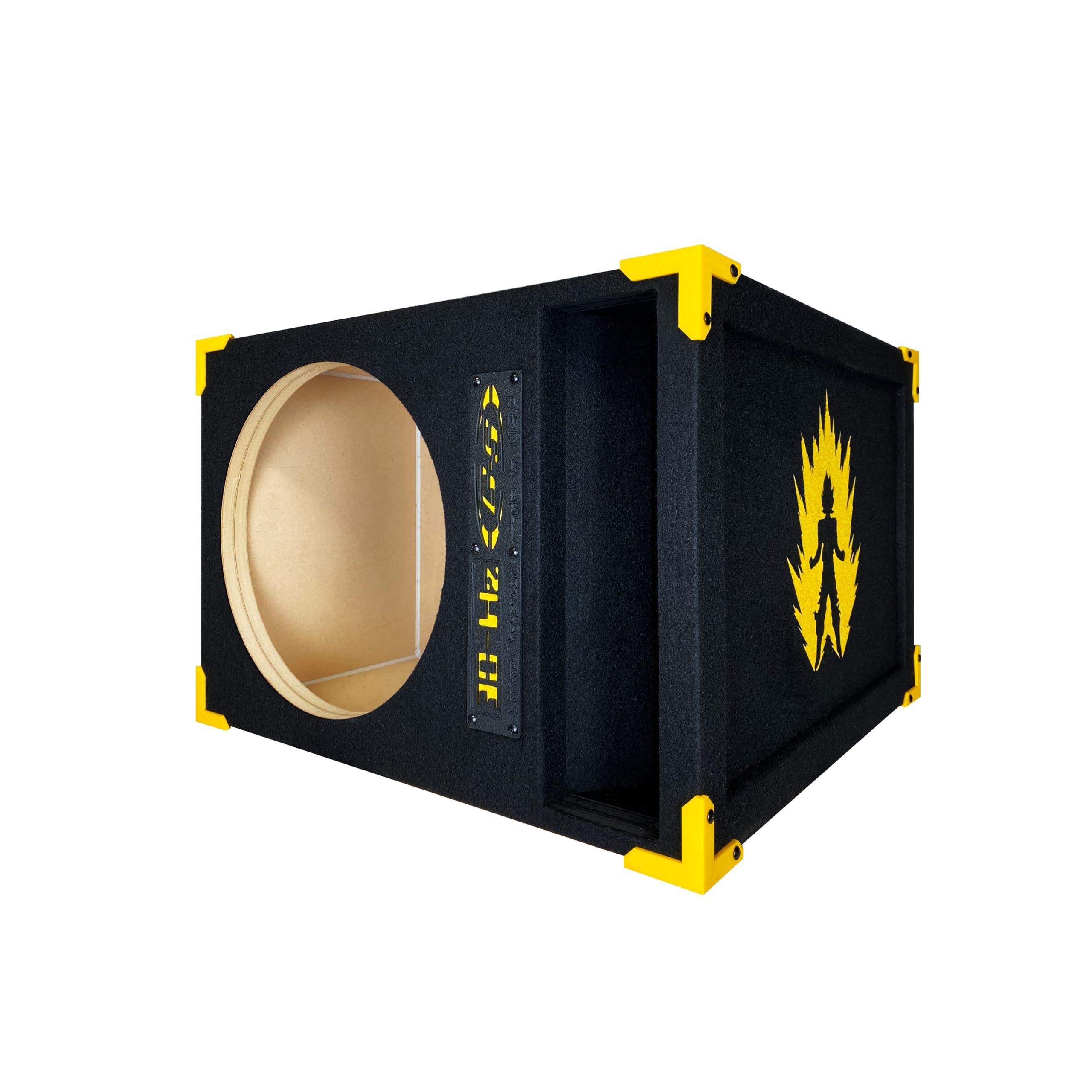 30HZ Reinforced Competition Single Ported Sub Box Sub Woofer Enclosure Speaker Box Car Audio Subwoofer Ground Shaker Box Ground-Shaker (Goku Yellow, 10")