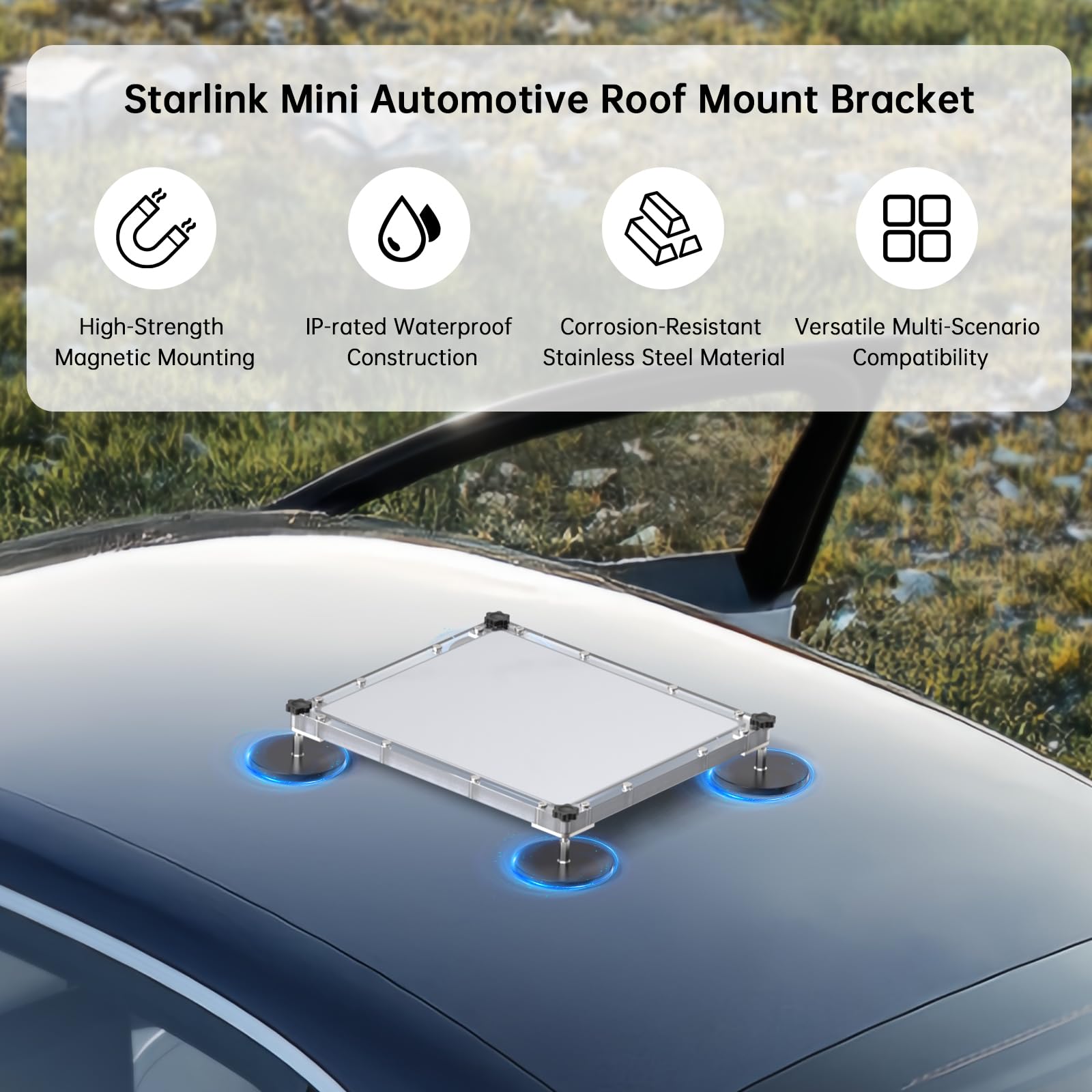 XLTTYWL Starlink Mini magnetyczny uchwyt samochodowy, mini akcesoria Starlink dach przeciwsłoneczny przyssawka z ochronną osłoną montażową dla Starlink Mini Dishy pasujący do samochodu, kampera, łodzi