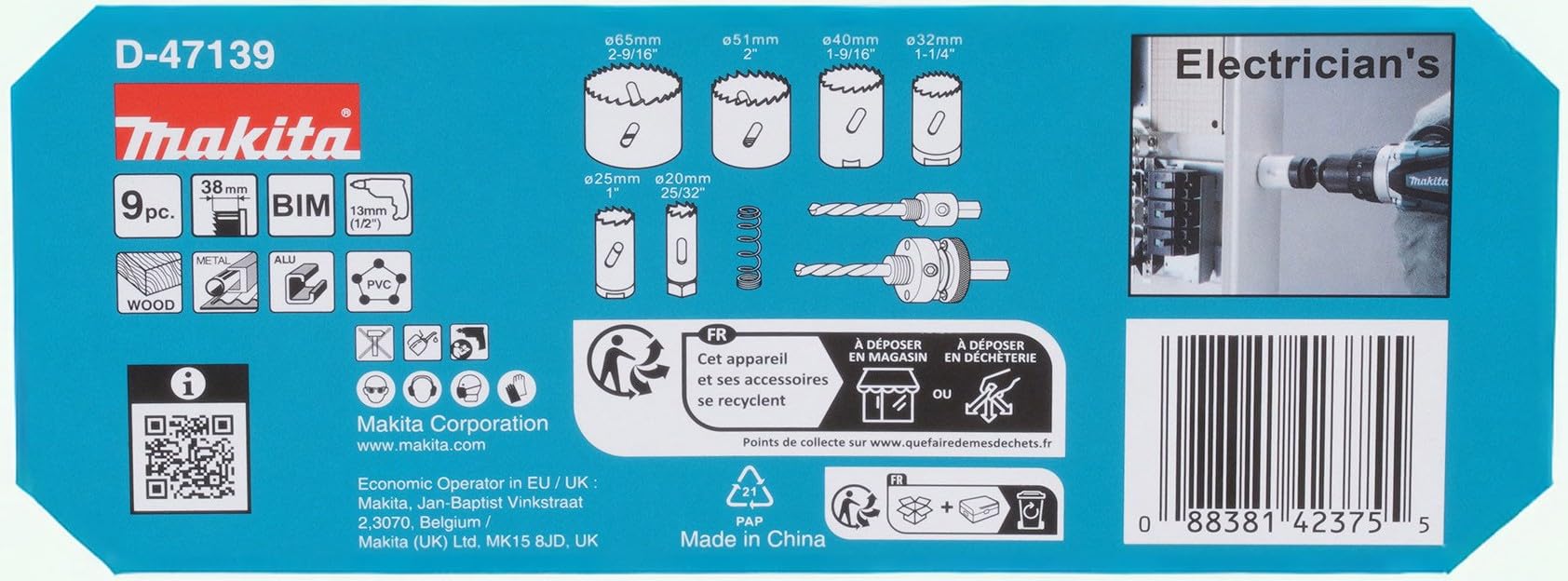 Makita, D-47139, D-47139 elettricista Hole Saw Set (6 pezzi)