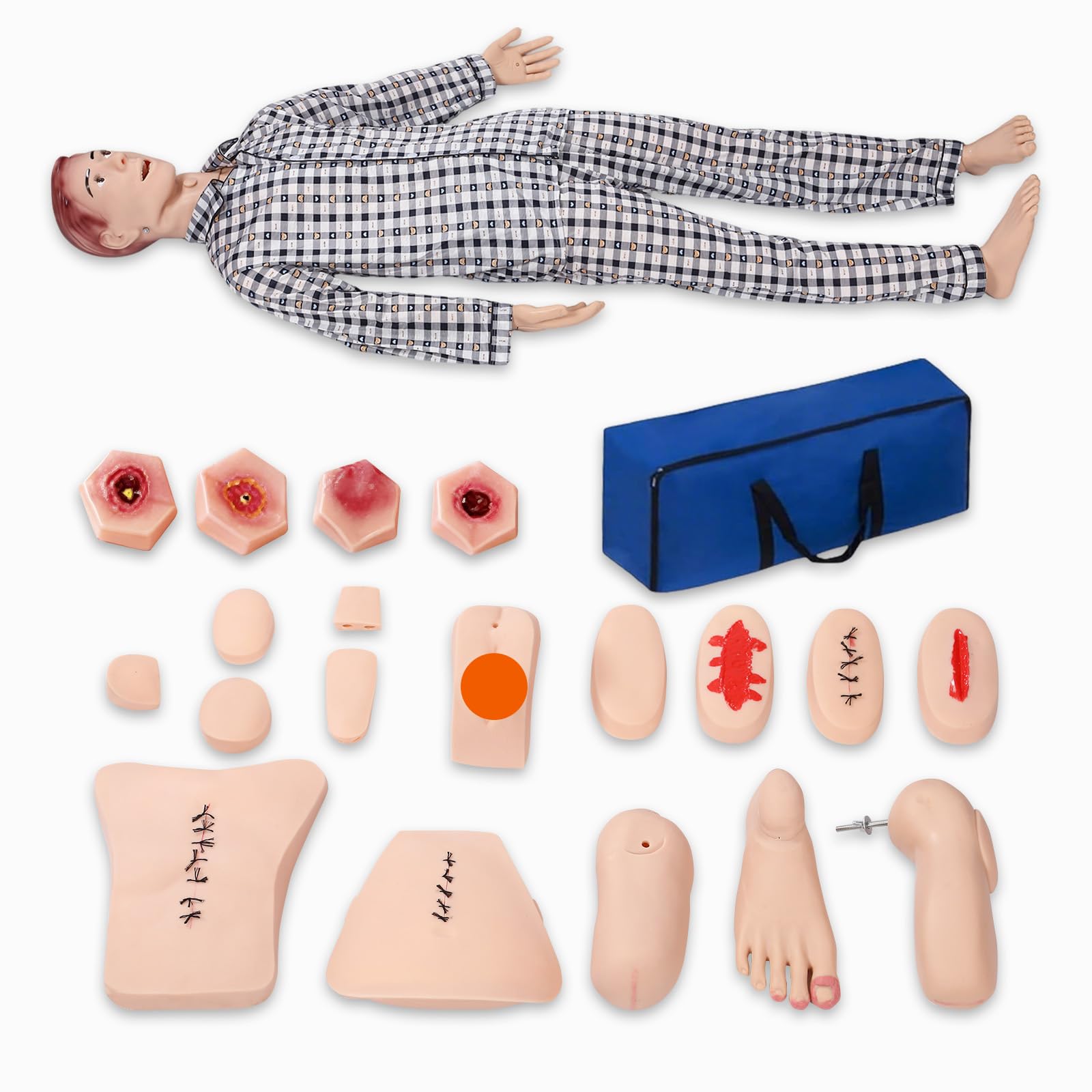 Medical Mannequin for Training – Nursing Manikin Full Body Trauma Patient Care Manikin Simulator with CPR, Catheterization &amp; Wound Care Practice for Nursing Students &amp; Medical Schools