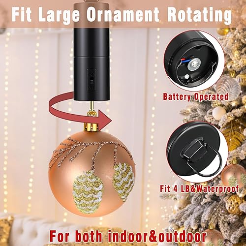 Miniatura 6 de Therwen 6 piezas de adornos giratorios para árbol de Navidad, funciona con pilas, motor giratorio de viento, motor de bola de discoteca, adorno