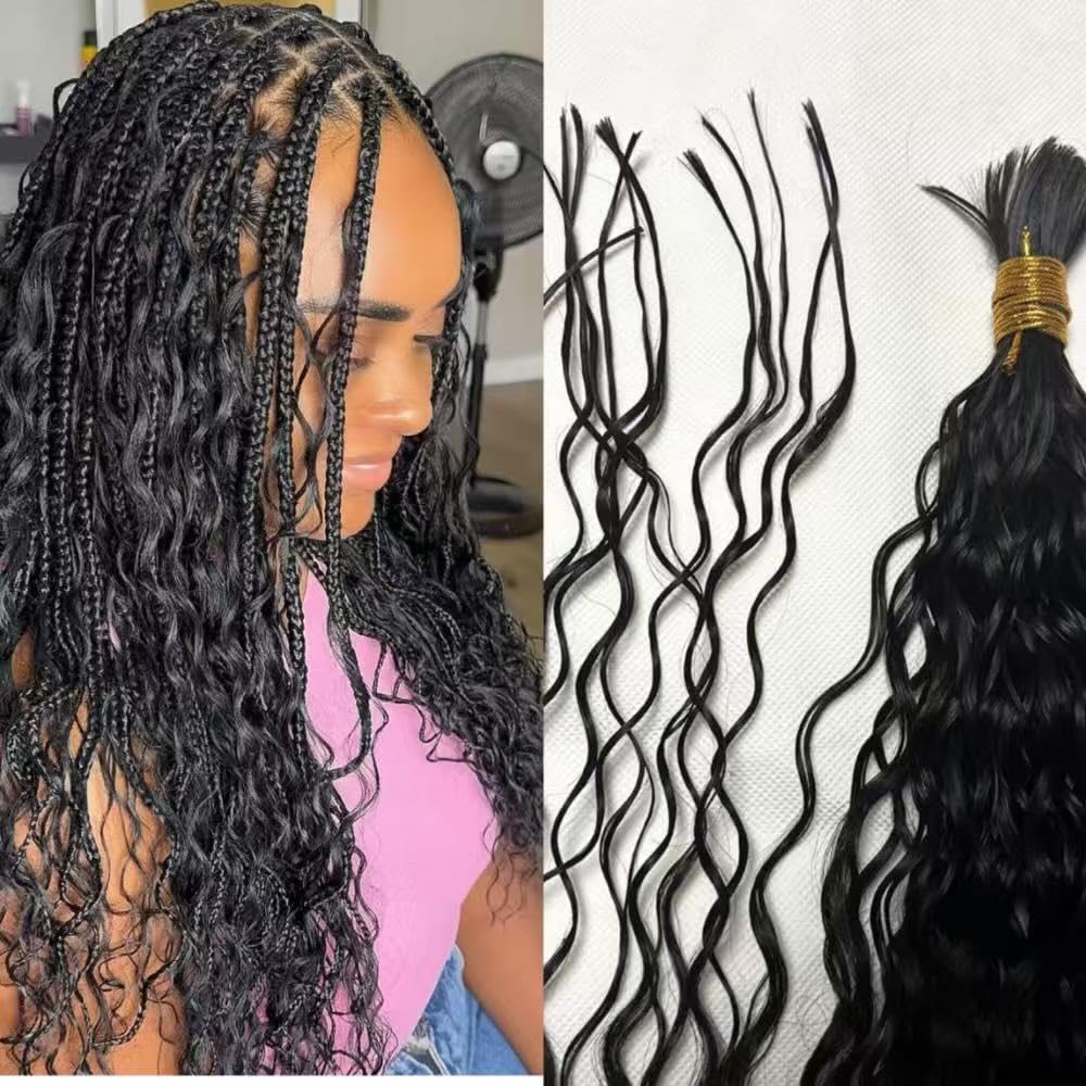 Bulk Boho Braids Deep Wave Human Hair 3 Units in 1 Pack Total 100g Bohemian Hair for Braiding Human Hair No Weft 100% Unprocessed Brazilian Raw Virgin Hair for Braiding 1 Pack 100g 18