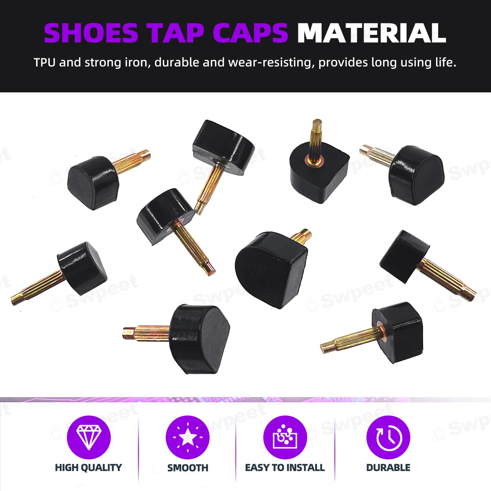 28 Pairs Black High Heel Replacement Tips With Stiletto Remove Pliers, 7 Sizes Shoes Repair Caps, U-Shaped High Heel Repair Tips Pin Kit For Women Shoes(Black,7-12.5mm - View #9