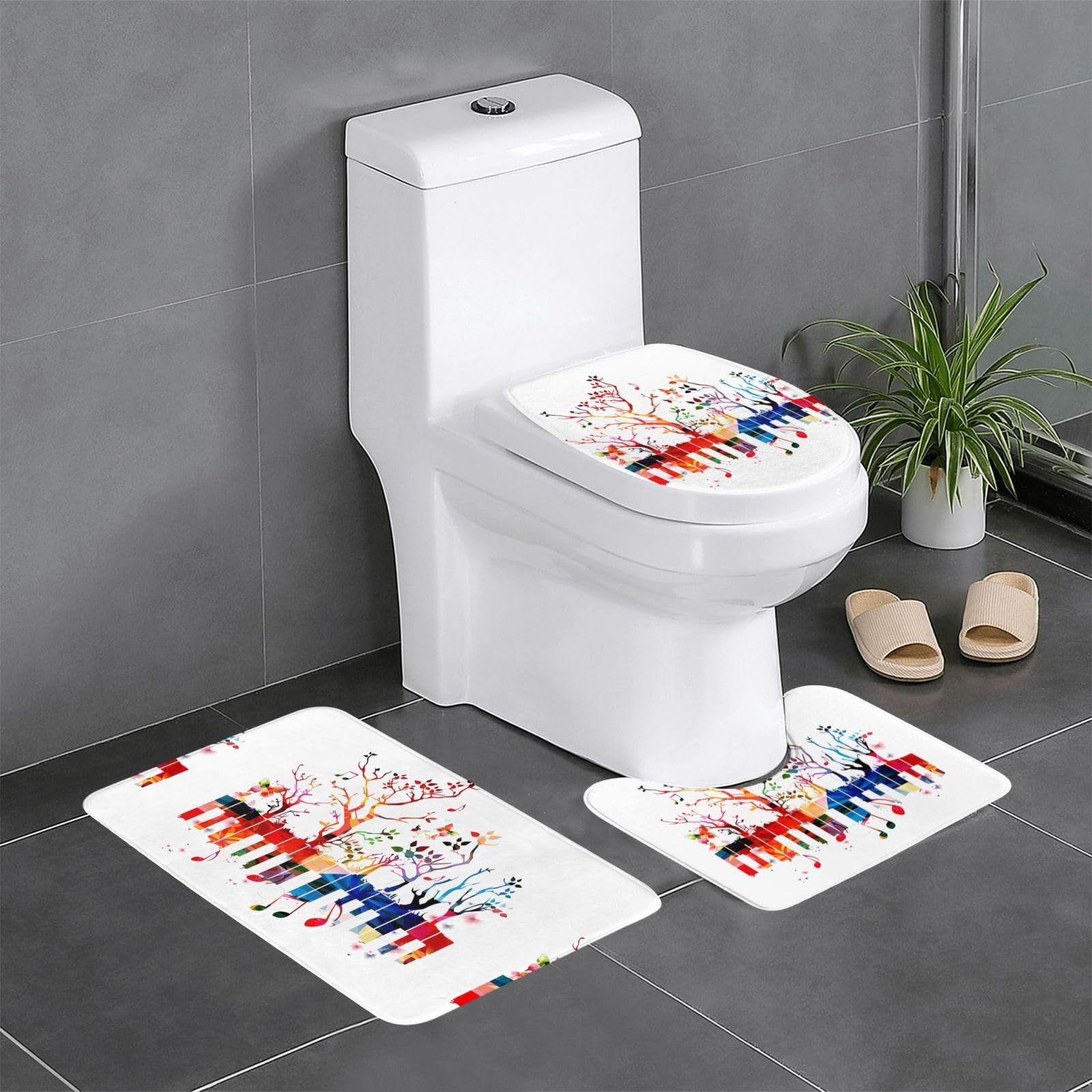 Alfombras de baño con notas musicales para un aseo elegante y pisadas muy suaves