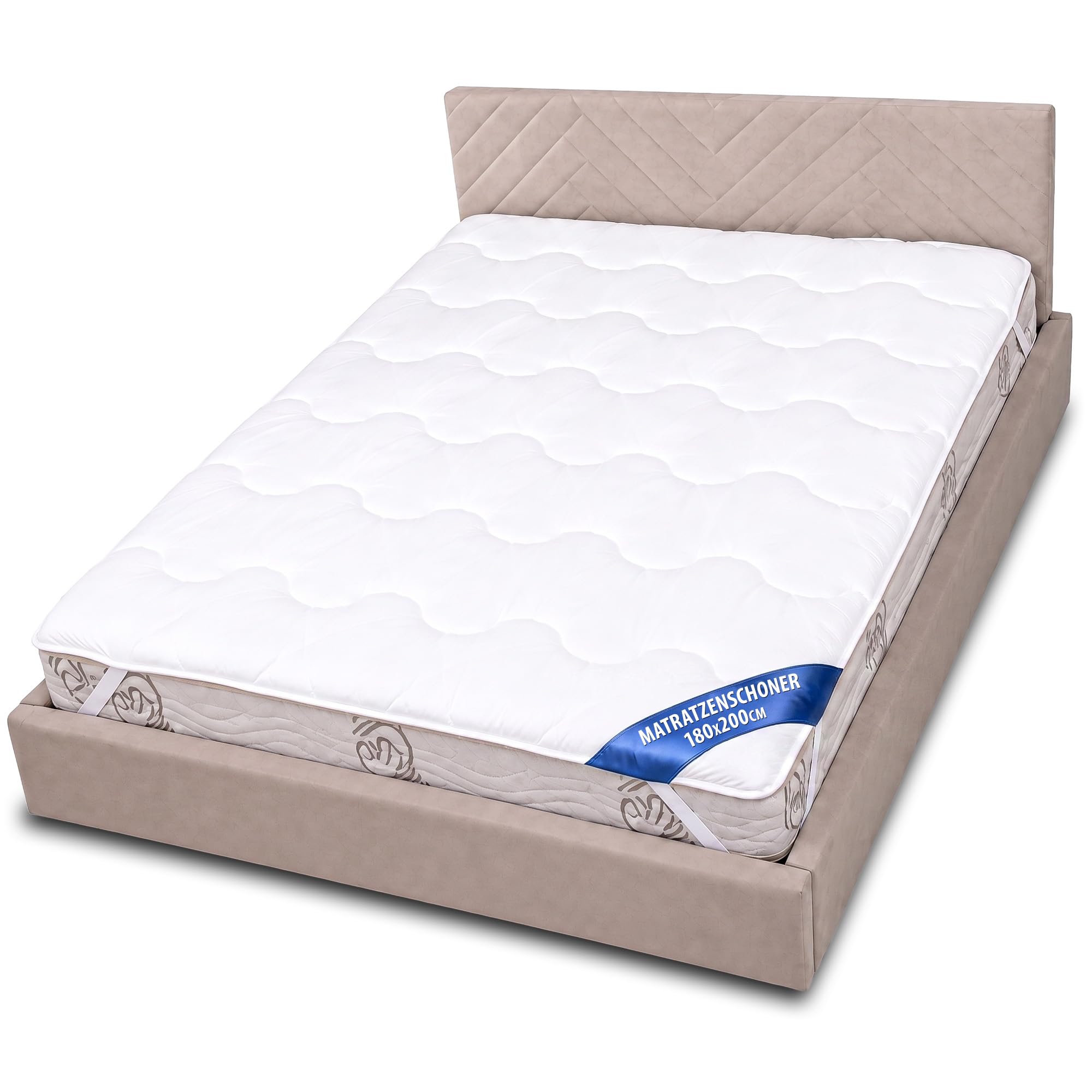 Protector de Colchón Acolchado 180x200cm Cubre Colchon Suave con Gomas en Las Esquinas – Topper Transpirable Lavable a Máquina Sobrecolchón para Cama 180x200 cm