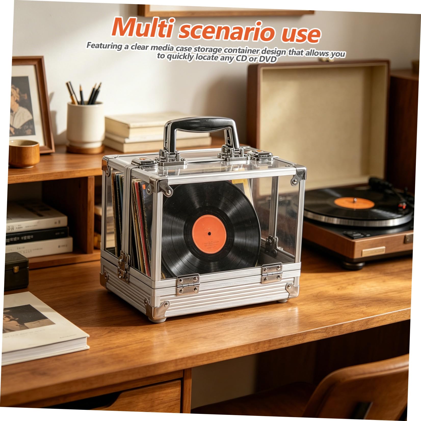 PRETYZOOM Scatola per Conservare Vinili e CD con Coperchio Trasparente Grande Capacità per Dischi Custodia Organizzatrice per Casa e Ufficio
