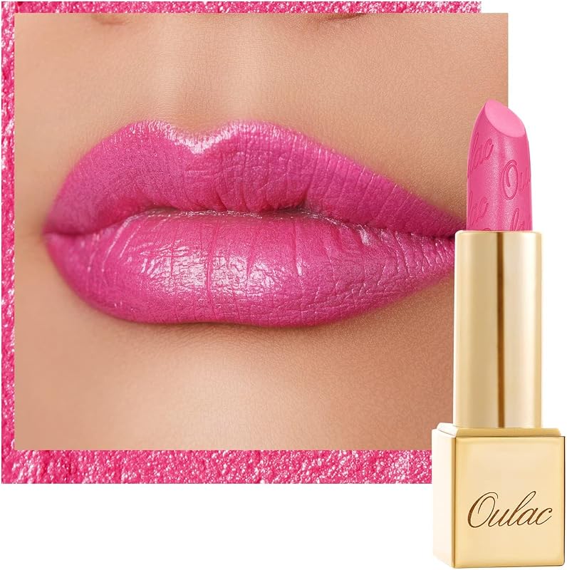 Oulac Hot Pink Lipstick for Women with Metallic 3D Shine Lightweight Hydrating Formula, High Impact Lip Color, Vegan Beauty, Full Coverage Lip Makeup, Christmas Gifts for Women, Sweet Lolita(17)