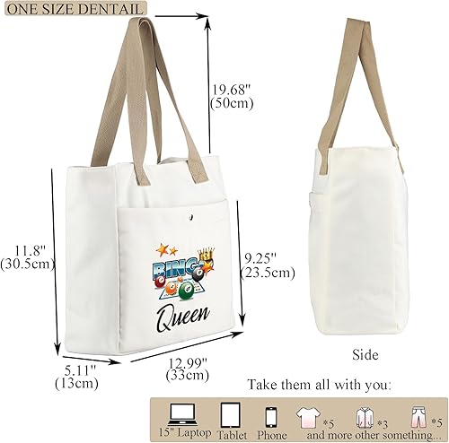 Miniatura 2 de MBMSO Bingo Queen Tote Bag - Bolso grande para amantes del bingo