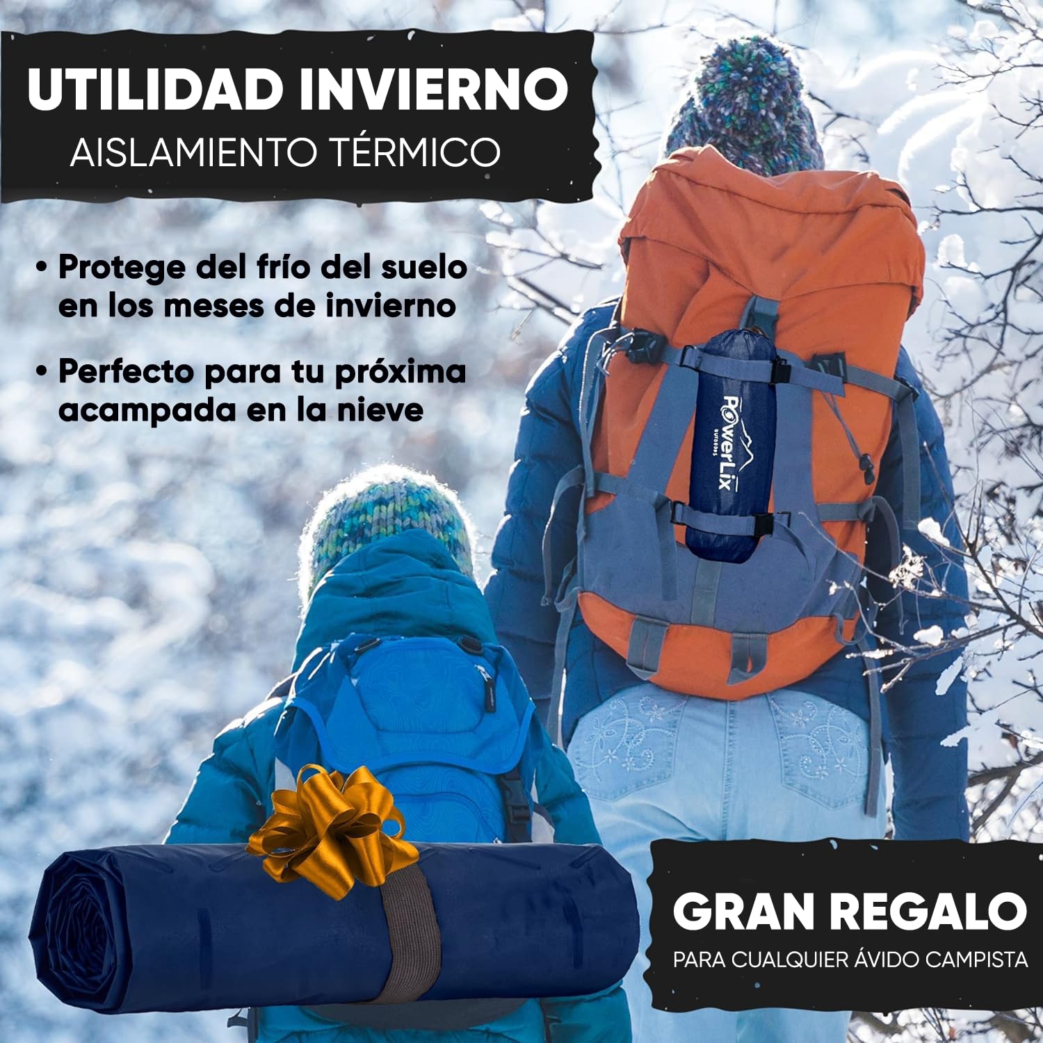 POWERLIX - Colchoneta Hinchable Ultraligera, Ideal para Camping, Mochila, Senderismo, Airpad, Bolsa Inflable, Bolsa de Transporte, Kit de reparación, colchón de Aire Compacto y Ligero