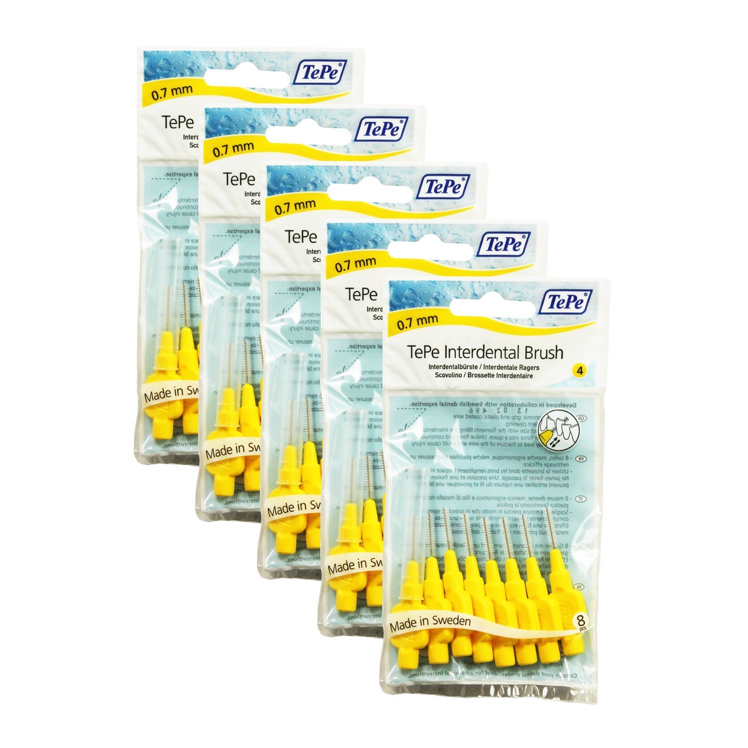 Brossettes interdentaires TePe 0.70mm jaune, soin nomade après chaque repas