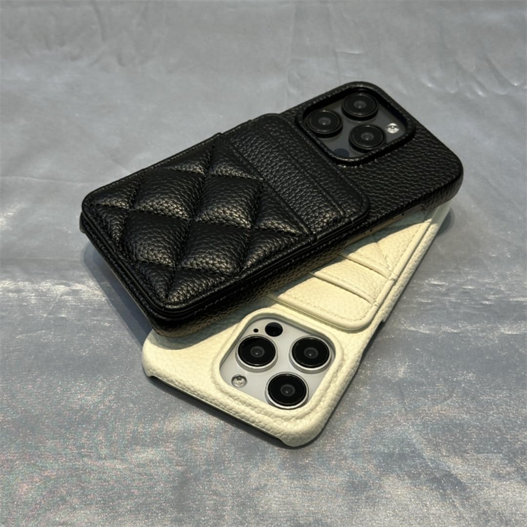 Funda Tipo Cartera de Lujo para iPhone 17 Pro con Bolsillo para Tarjetas, diseño Moderno de Rejilla y Acabado Mate (para iPhone 17 Pro/Morado Claro).