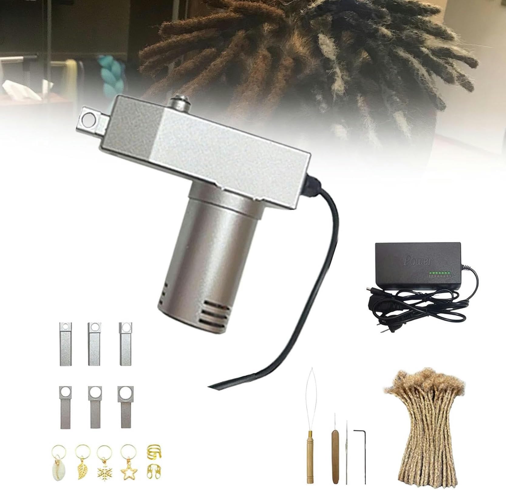 Machine à dreadlocks portative automatique avec 6 têtes interchangeables pour tresses