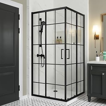 Corner Shower Enclosure 36 in.D x 36 in. W x 71 in. H, Double Sliding Shower Door with 1/4 in. Clear Tempered Glass, Black Framed Sliding Shower Enclosure Shower Base Not Included
