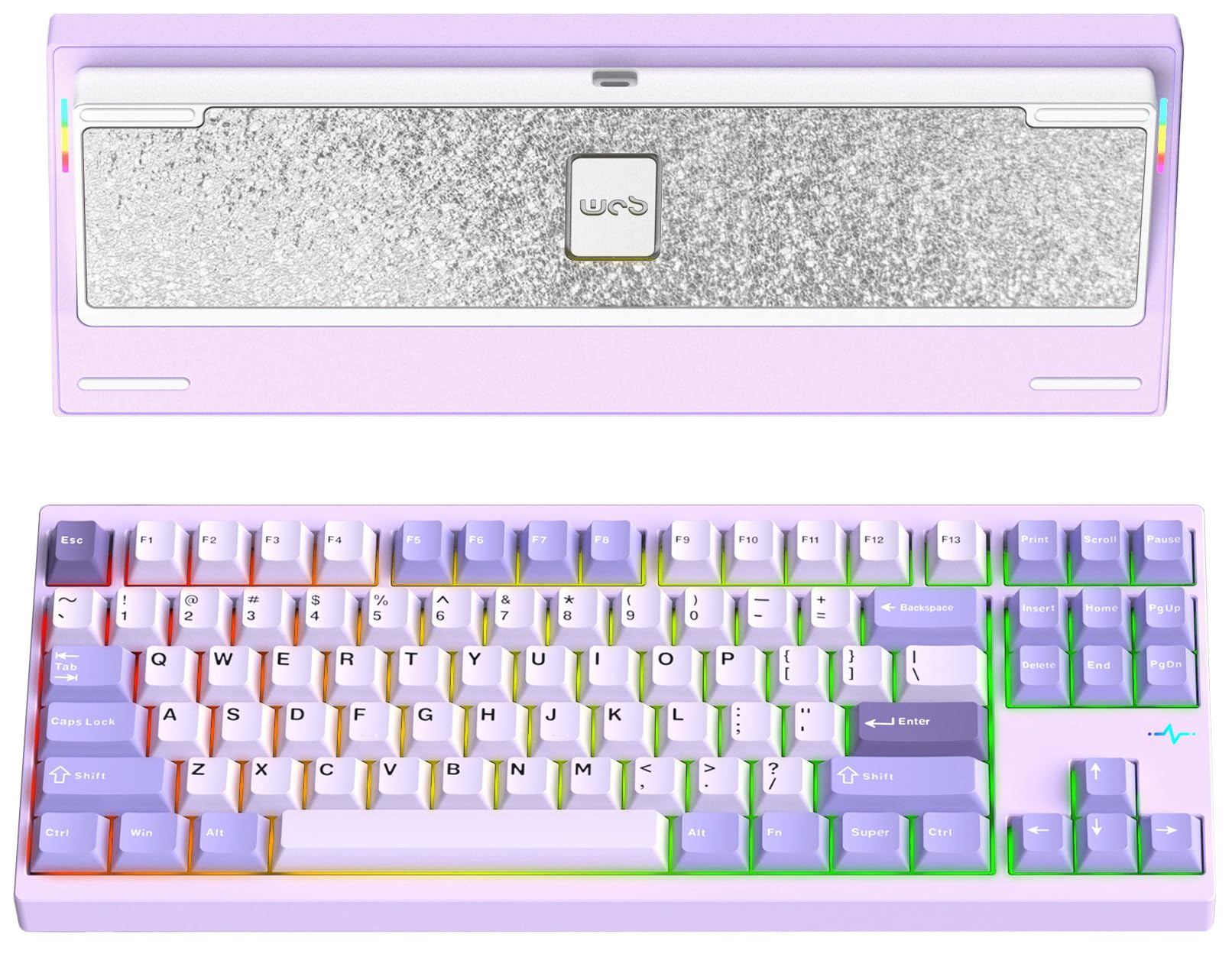 KEEBMONKEY WOBKEY Crush 80 Reboot CNC Aluminum 5-Second Quick-Release Triple-Mode Connectivity Mechanical Keyboard with Superior Acoustics (Pro Purple)
