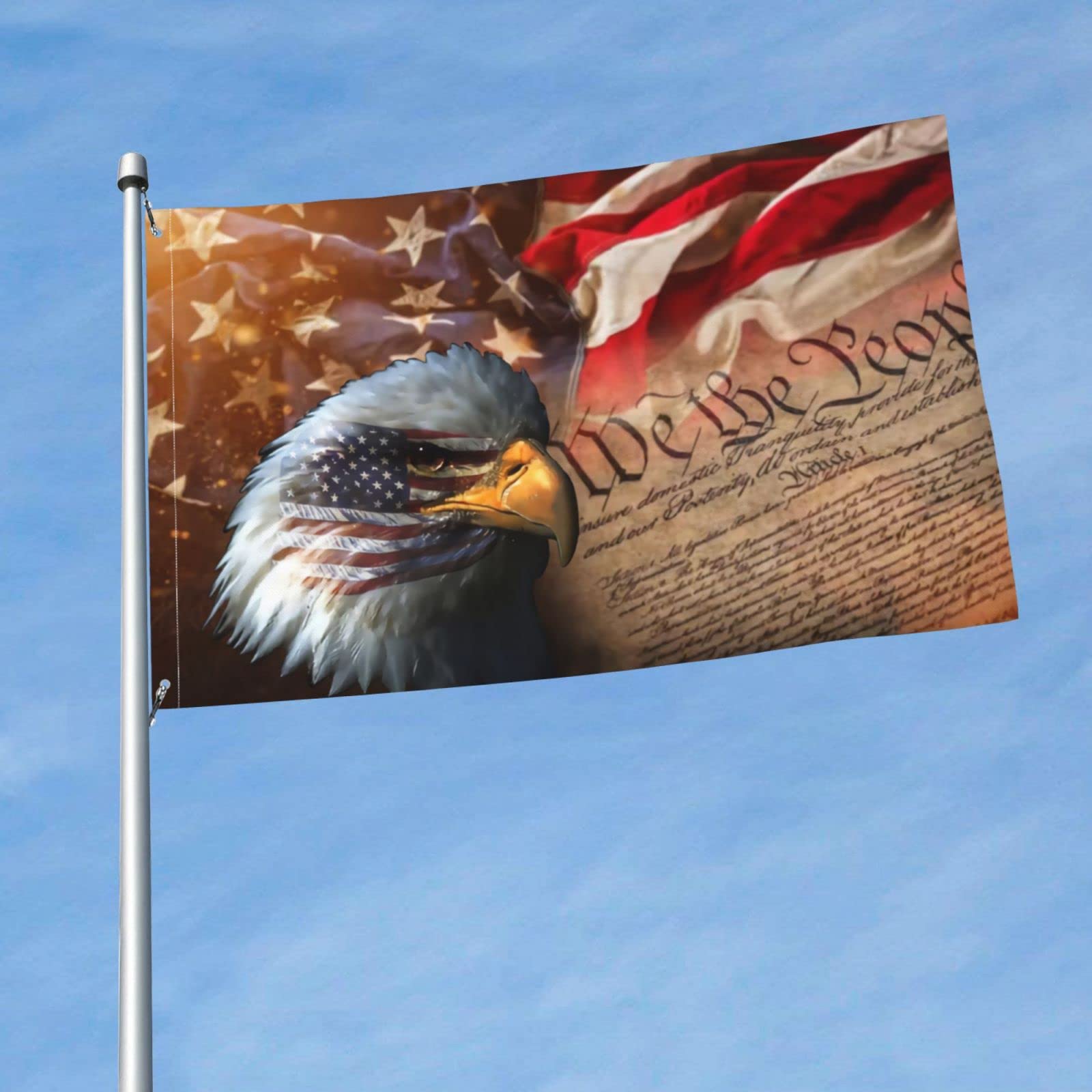 Vintage American Flag Bald Eagle Flag 3x5 Foot God Bless America