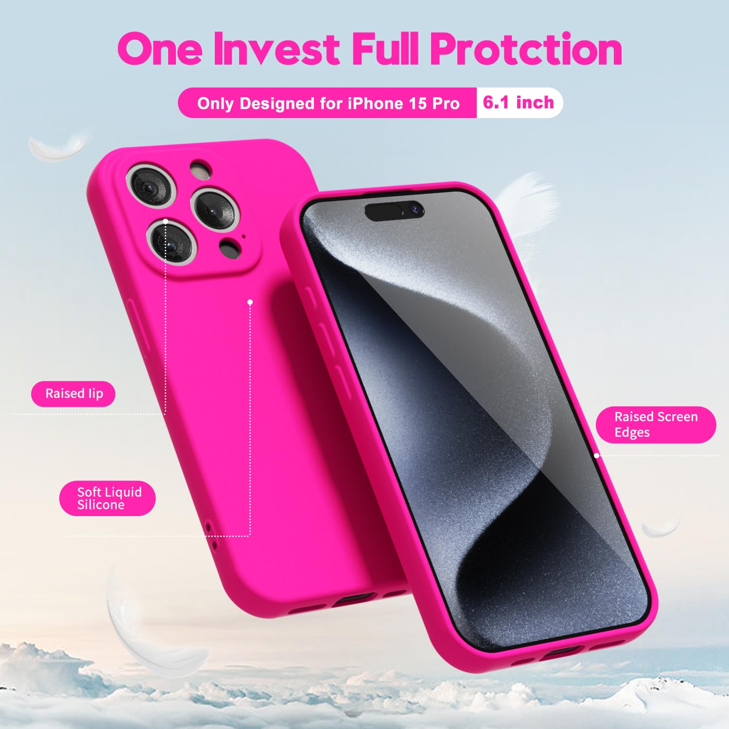 oakxco for iPhone 16 Pro Max Case Liquid Silicone, Soft Rubber Gel Elegant Aesthetic Basic Simple Cover, Cute Thin Slim TPU Matte Solid Color Plain Smooth Case for Women Girl, Light Pink — view 1416