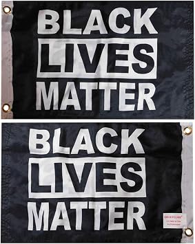 Trade Winds Black Lives Matter BLM Black & White Premium Quality Heavy Duty Fade Resistant 12x18 12"x18" Double Sided 100D Woven Poly Nylon Boat Flag Banner Grommets