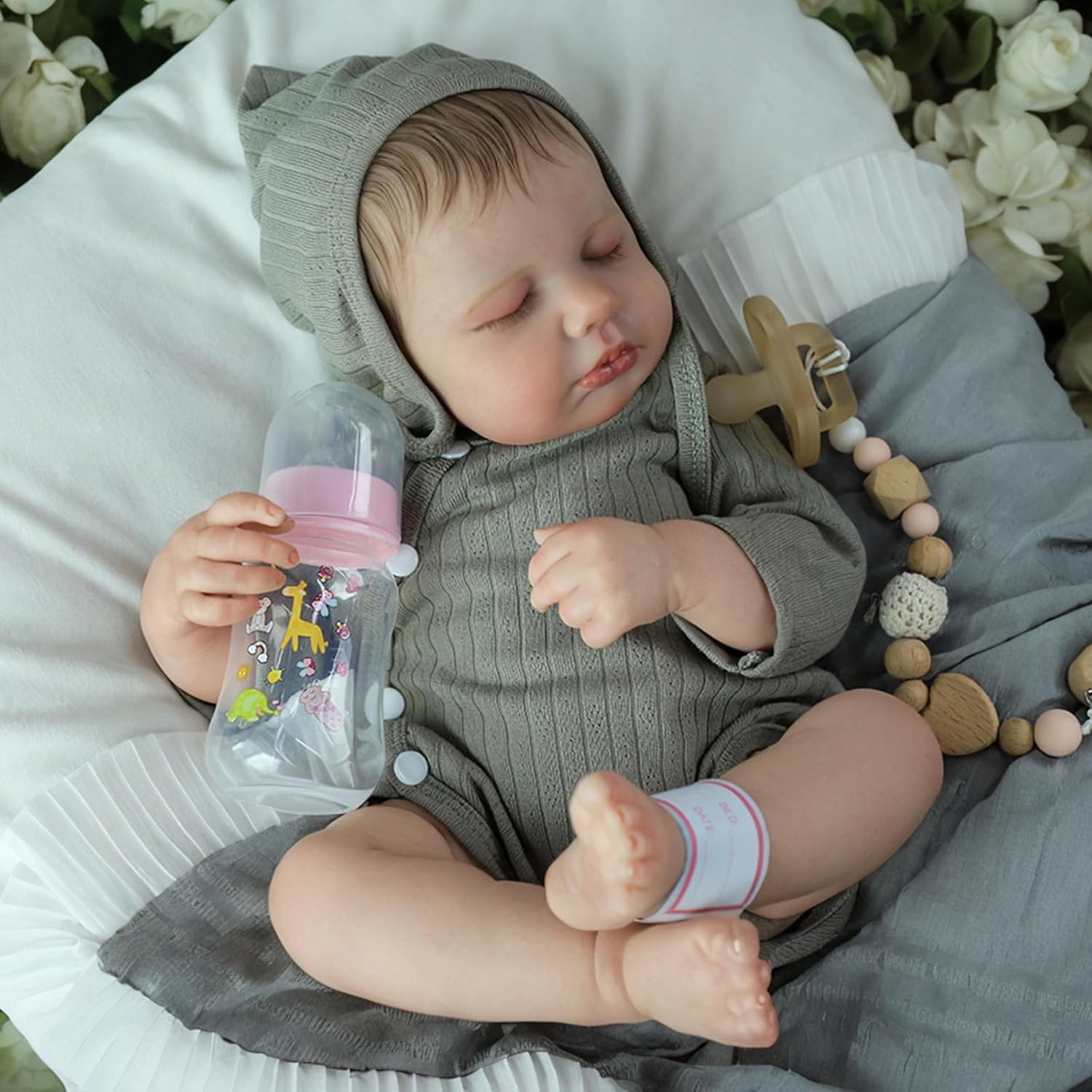 SCOM 20-Inch Realistic Reborn Baby Girl Doll, Soft Full Vinyl Body, Bathable & Poseable, Weighted Feel, Hand-Painted Details with Gift Box & Accessories, Ages 3+