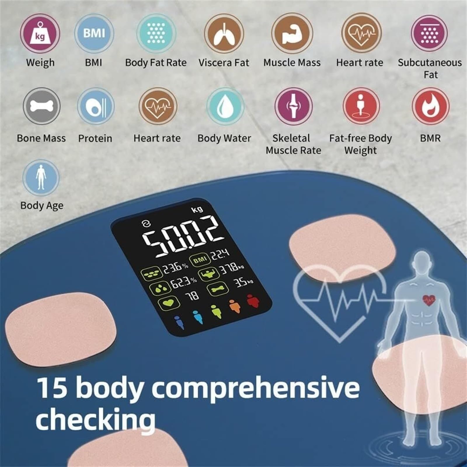 RUVOO Bascula de Baño Báscula De Grasa Corporal Báscula Electrónica Digital Báscula De Peso Inteligente Balanza De Pesaje Bascula Inteligente