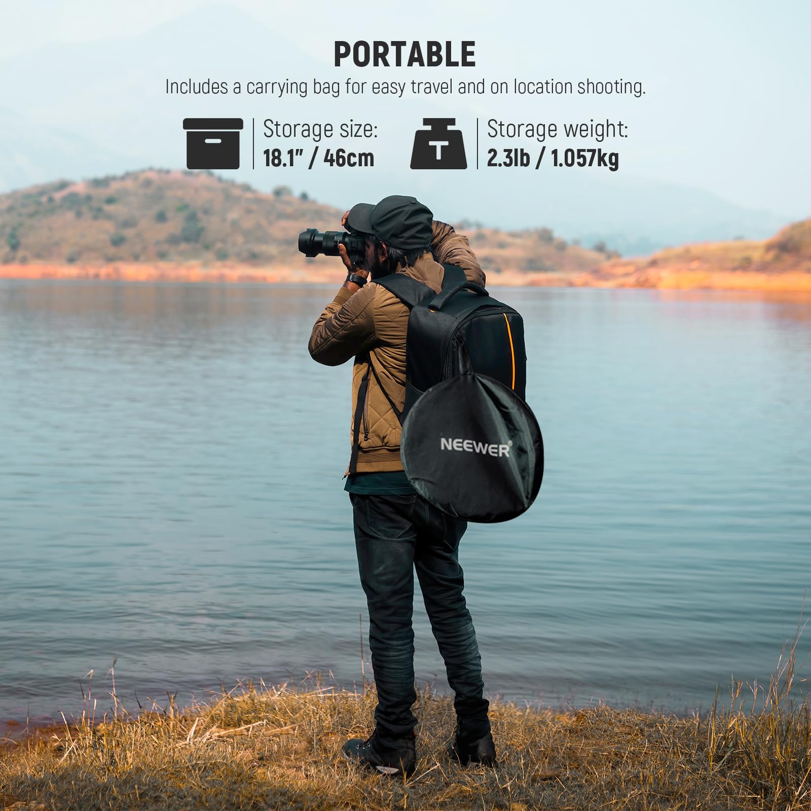 NEEWER 51"/130 cm dyfuzor światła 5 w 1 składany wielopłyskowy z torbą - przezroczysty, srebrny, złoty, biały i czarny do fotografii studyjnej oświetlenia na zewnątrz, RF-130