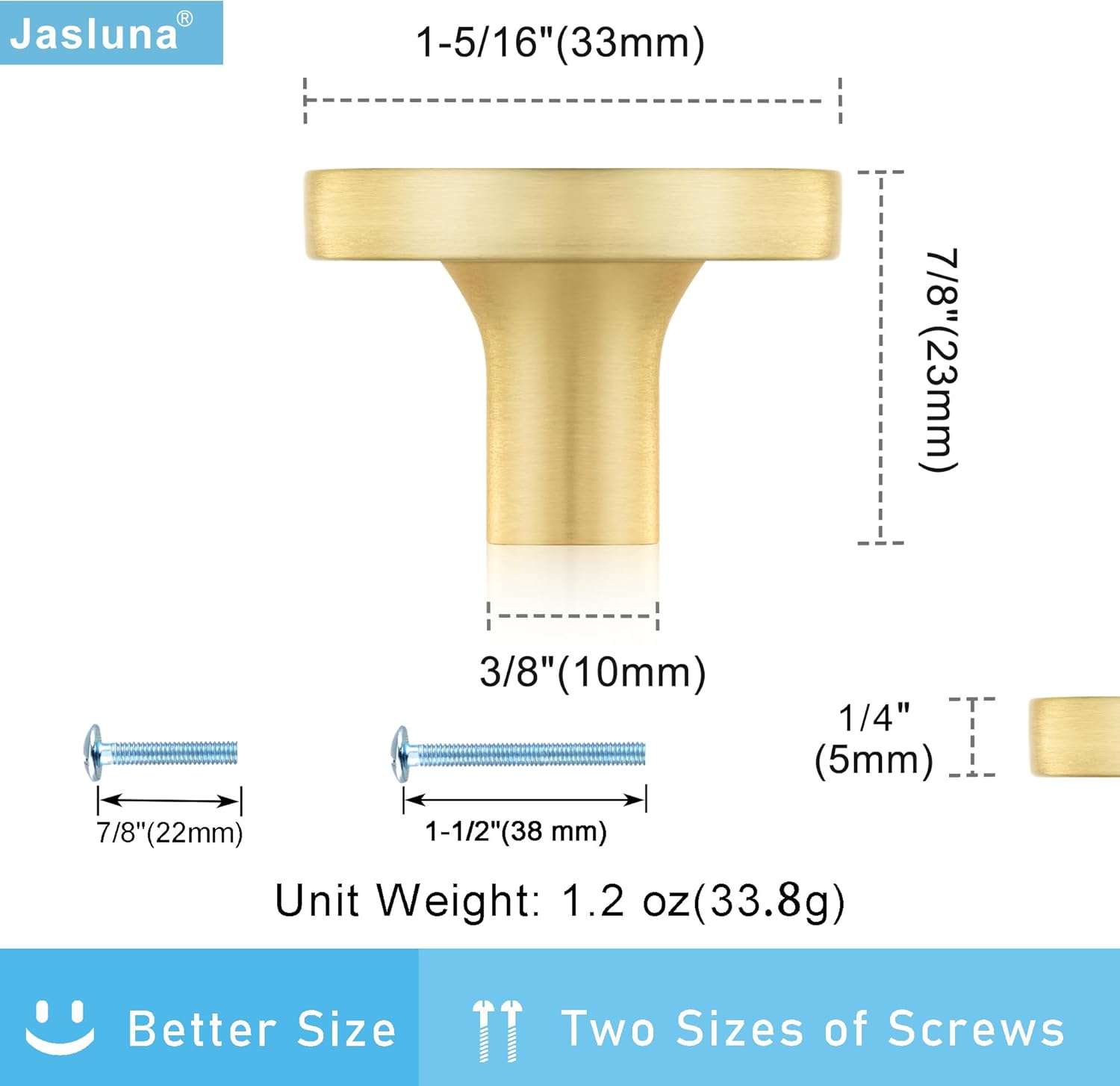 20 Pack Pearl Gold Cabinet Drawer Knobs,1.25" Decorative Round Drawer Pulls,Brushed Brass Furniture Hardware for Kitchen,Bathroom,Closet,Cupboard Door