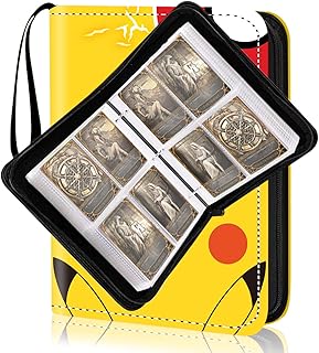 Trading Card Binder 400 Card Pocket Binder 4 Pocket Trading Cards Album Card Collection Binder with Clear Card Sleeves Game Cards Sports Cards Holder,Yellow